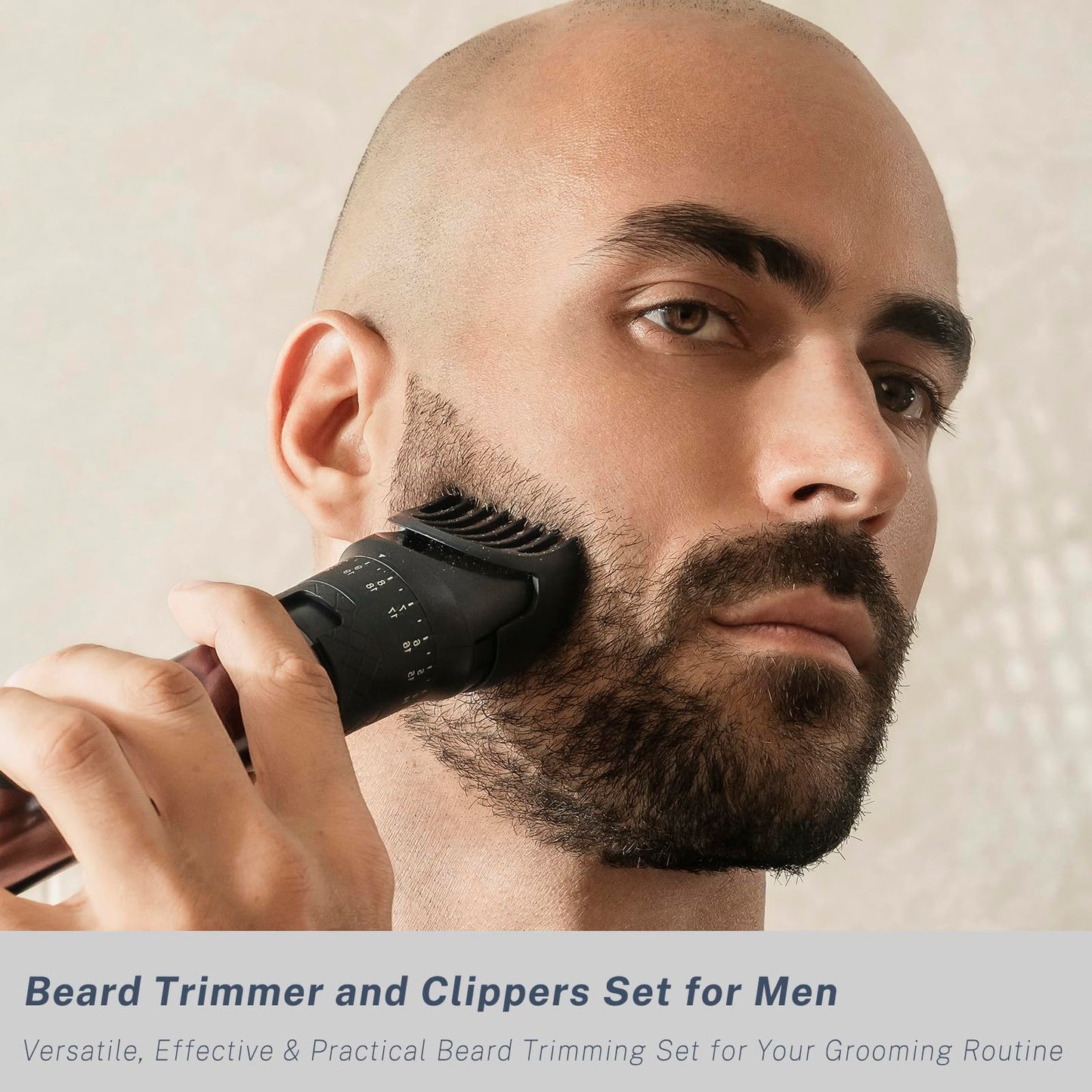 Beard Trimmer and Clippers Set for Men with Foil Shavers, Precision Dial Adjustable 20 Lengths, All-in-One Hair Trimmers for Face Head Nose Full Body, IPX7 Waterproof Wet/Dry, USB-C Rechargeable Dock
