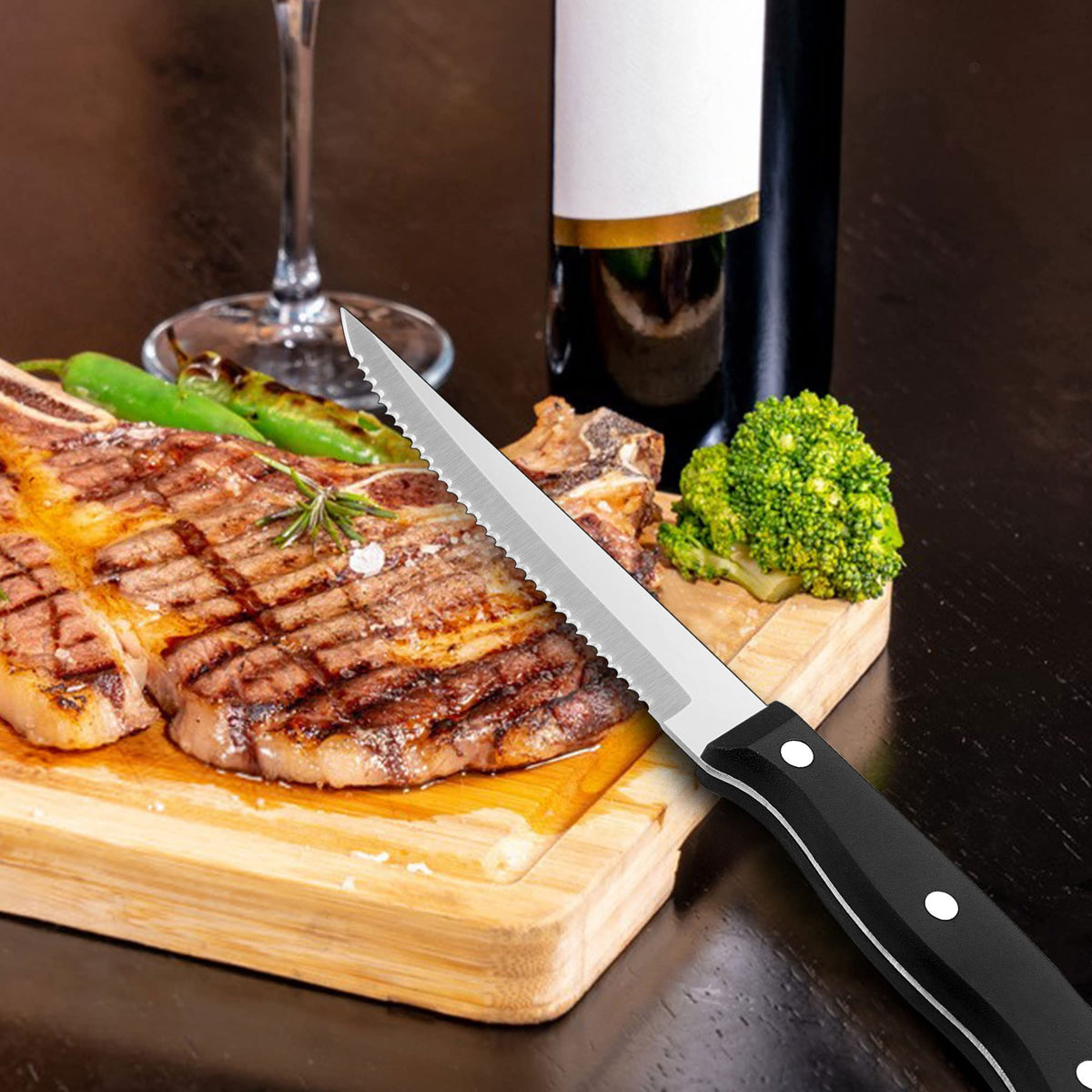 48-Piece Heavy Duty Silverware Set with Steak Knife for 8, LIANYU Stainless Steel Flatware Set, Fancy Thick Cutlery Eating Utensils Include Forks Knives Spoons, Mirror Finished, Dishwasher Safe