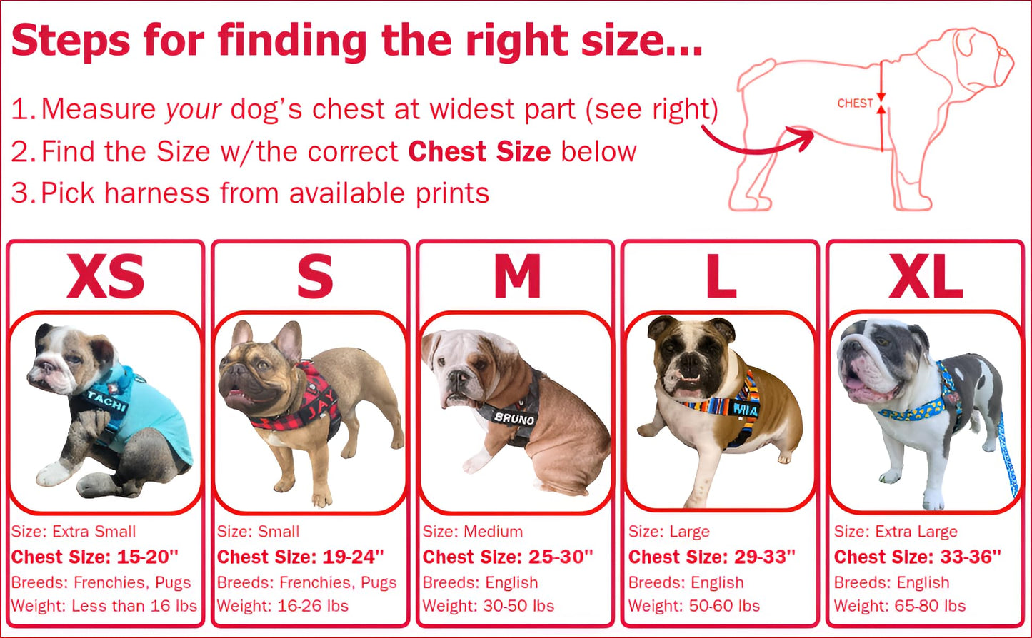 BULLHUG Adjustable Dog Harness – No Pull, No Choke – for English Bulldogs, French Bulldogs, Pugs & Broad-Chested Breeds – Easy, Safe Walks (Pink Floral, Large)