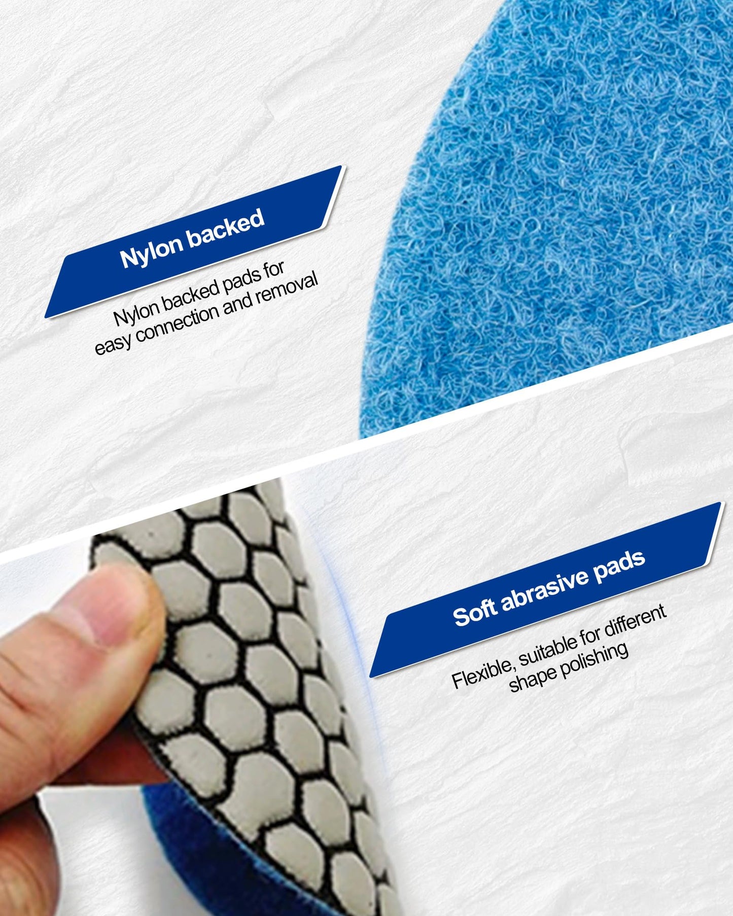 SHDIATOOL Dry Diamond Polishing Pads 4 Inch Set of 7 Pieces Plus a Rubber Backer for Granite Marble Stone Sanding Pads Grinding Pads