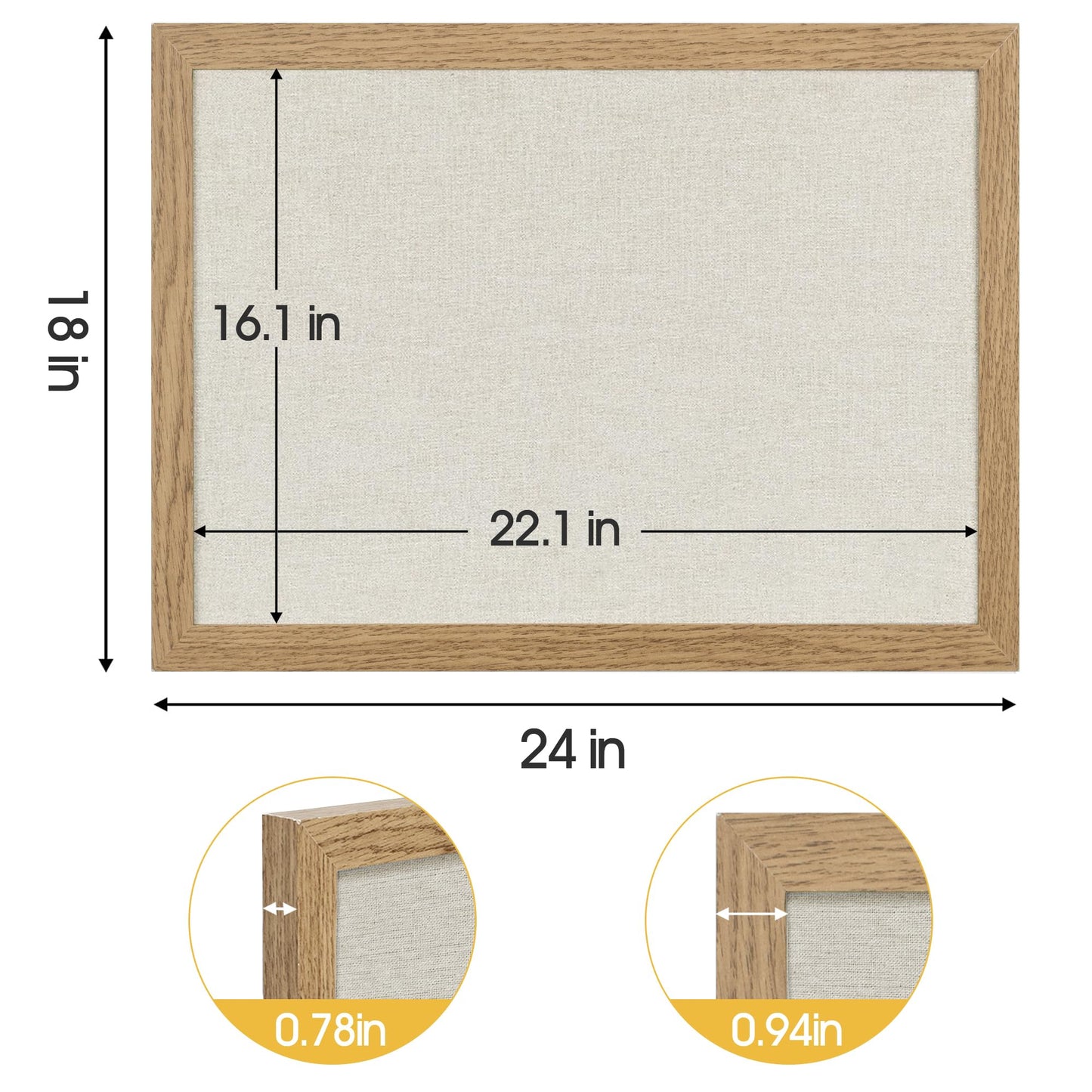 AKTOP 2-Pack Cork Board Bulletin Board with Linen 18" X 24", Large Framed Corkboard for Wall, Hanging Pin Board Picture Board for Home Office Decor, Cute Vision Board with Pushpins (Carbonized Black)