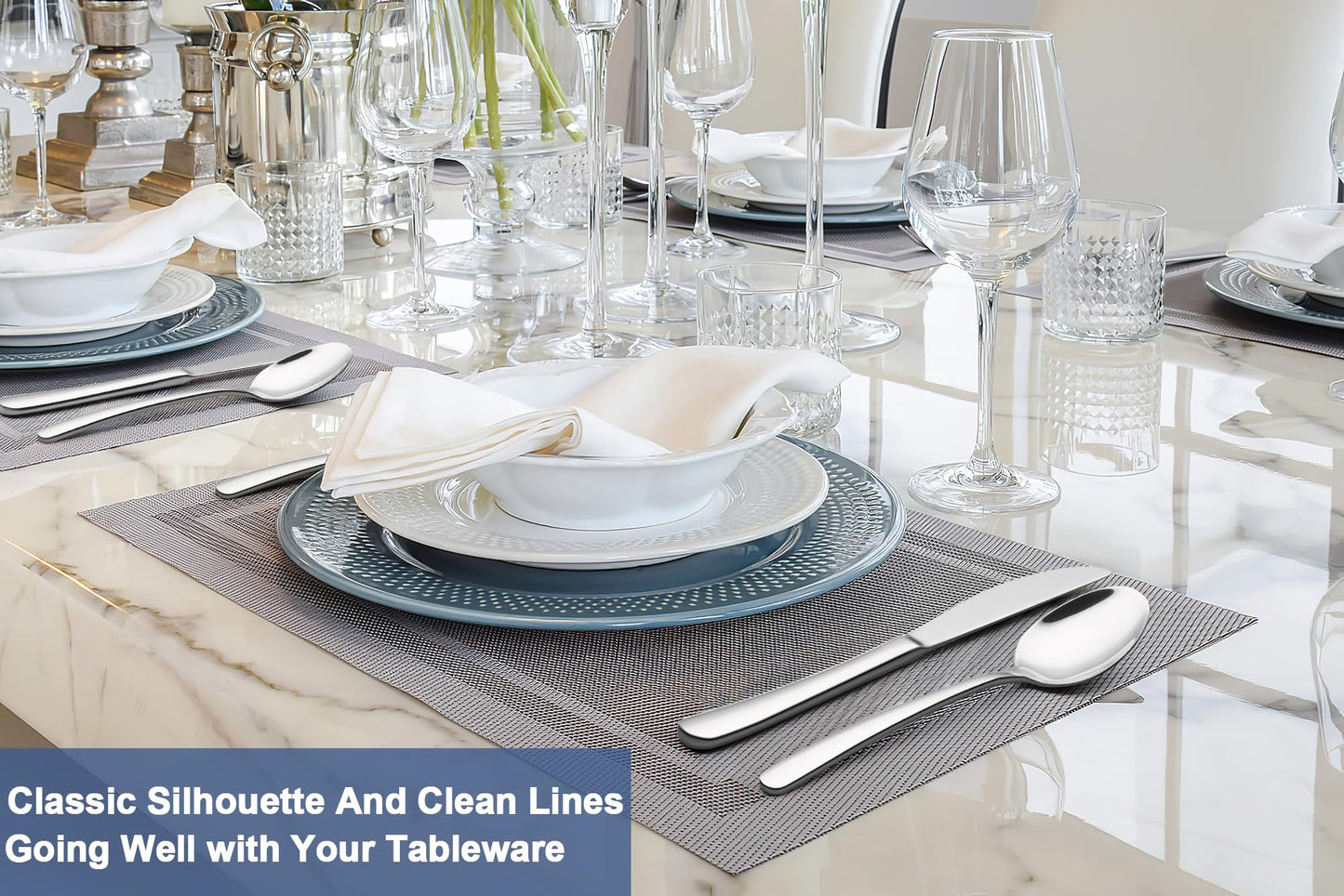 60-Piece Silverware Set Service for 12, Wildone Premium Stainless Steel Flatware Set, Mirror Polished Cutlery Utensil Set for Home Restaurant, Include Fork Knife Spoon Set, Durable, Dishwasher Safe