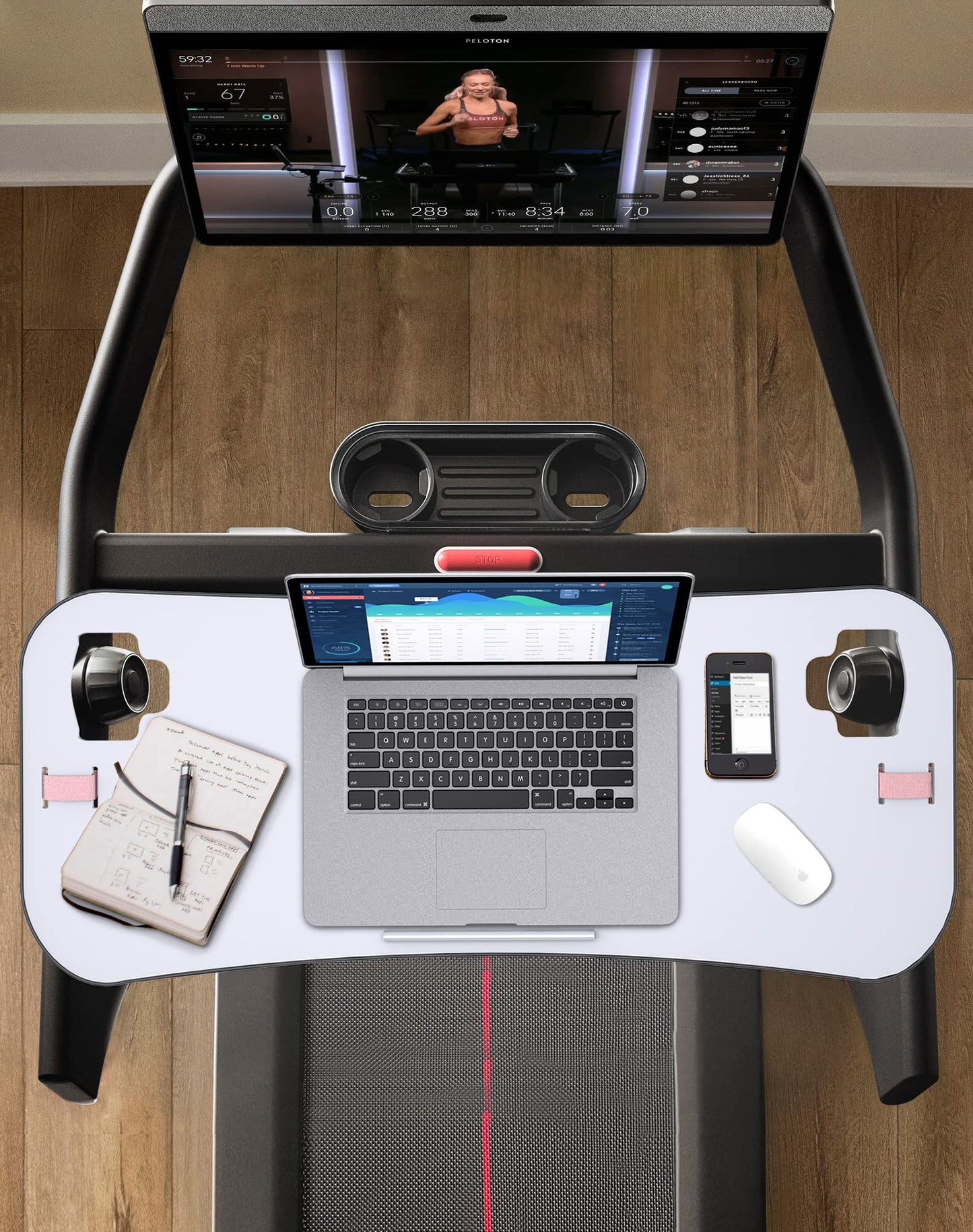 Qsxou Treadmill Desk Attachment,Laptop Stand Peleton Accessories for Tread,Workstation for Home/Office
