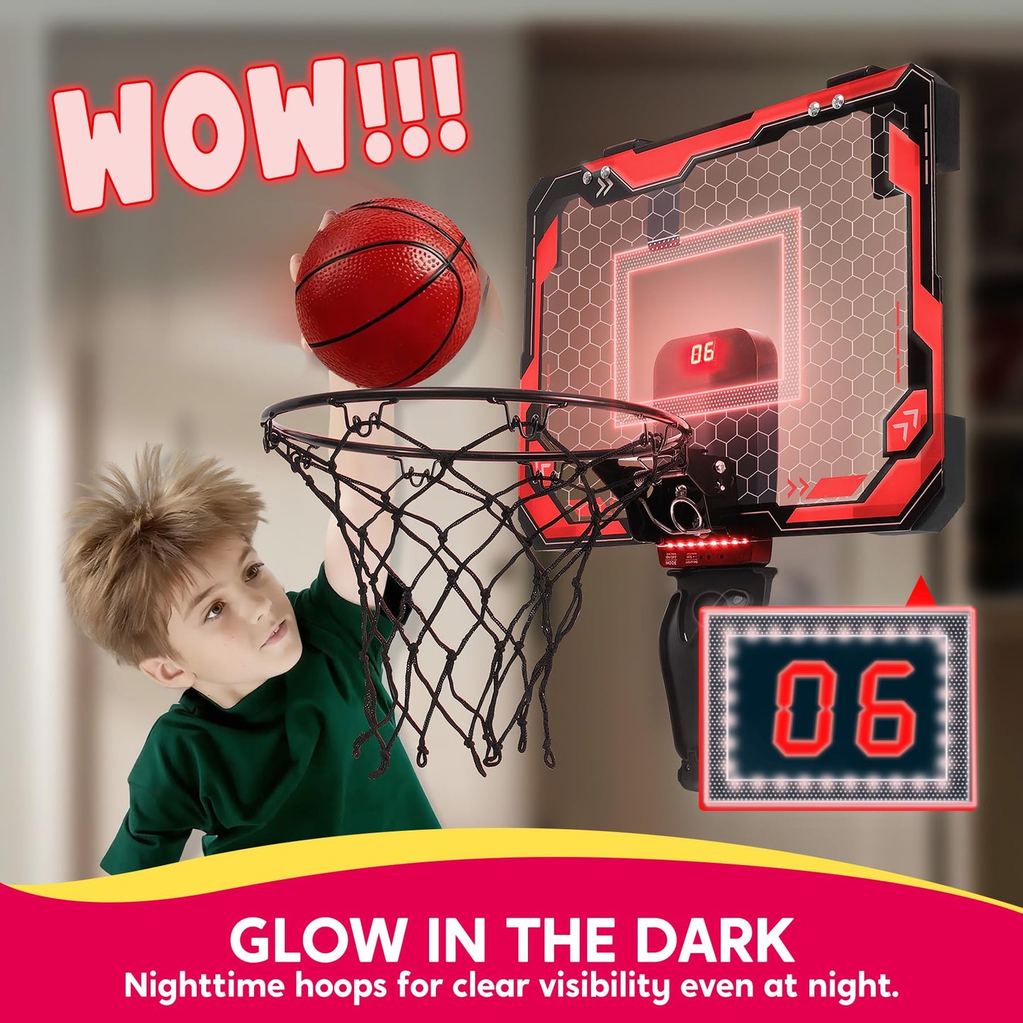 Basketball Hoop for Kids, Mini Indoor Basketball Hoop with 4 Balls Indoor Basketball Toys for 6 7 8 9 10 11 12 13 14 Year Old Sport Toys Birthday Gift