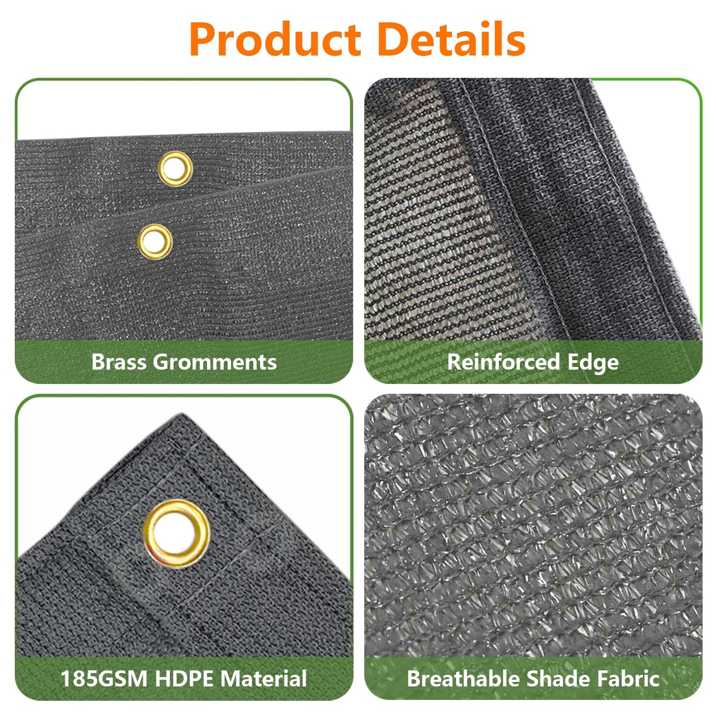 90% 10x10ft Sun Shade Cloth for Outdoor Deck Backyard Patio Garden Pergola Cover Canopy Gray