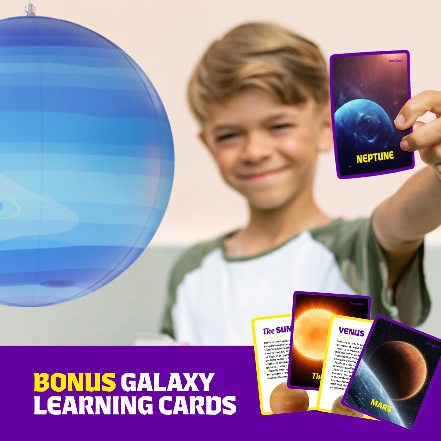 Dan&Darci Inflatable Solar System Planets for Kids - Science Toys - Boys Room Decor Ceiling - Space Gifts - Outer Space Themed Party Decorations - Astronomy Gifts 5-7, 6-8, 8-12 Years Classroom