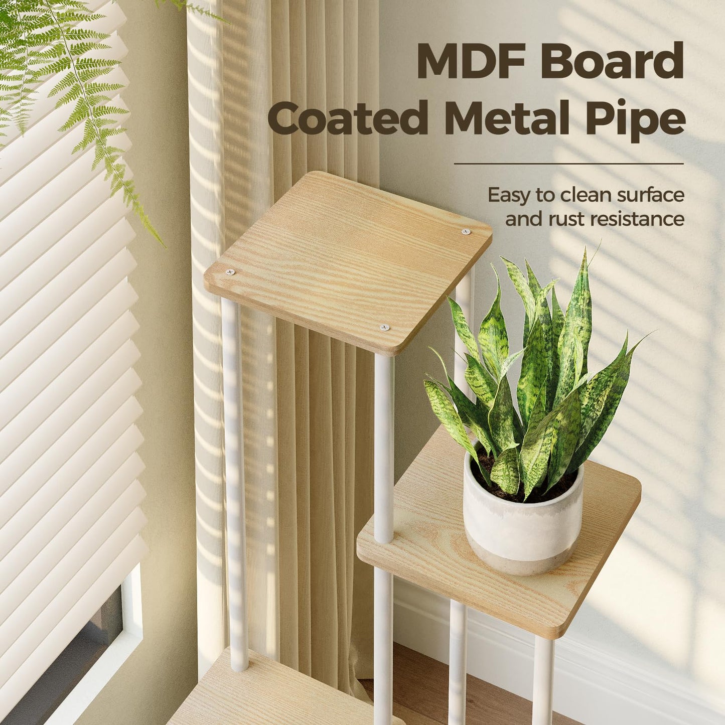 Bamworld Small Plant Stand Indoor 6 Tier Metal Plant Shelf Corner Plant Stand for Multiple Plants Indoor Tall Plant Shelf for Patio Garden Balcony Living Room Bedroom