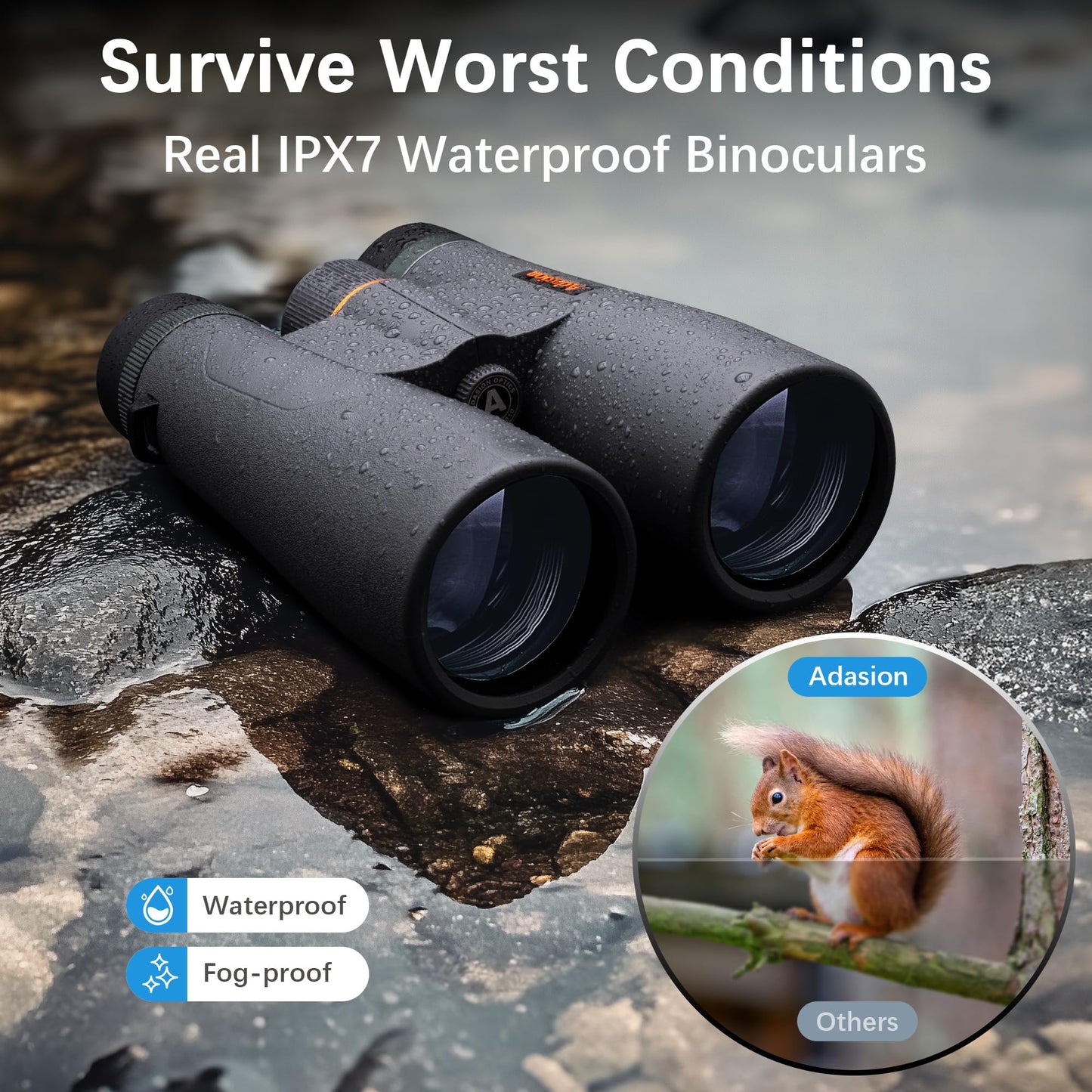 Adasion 15x56 UHD Binoculars for Adults High Powered with Phone Adapter and Tripod, Super Powerful BAK4 Prism Waterproof Binoculars for Hunting Stargazing Bird Watching Hiking Safari Travel Sports