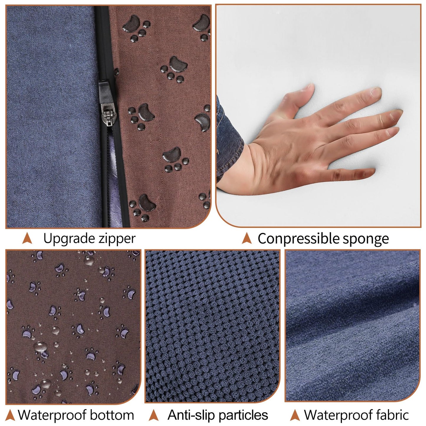 Almcmy 3-Step Dog Stairs for Small Dogs 15.7" H, Foam Pet Stairs for High Bed, Soft Dog Steps with Removable Cover, Non-Slip Dog Ramp Pet Steps for Old Cats, Injured Dogs, Elderly Pets, Blue