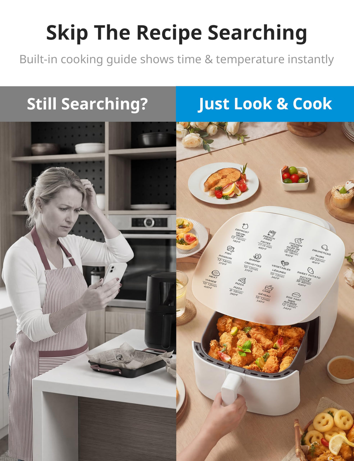 COMFEE' Compact 2.1 Quart Air Fryer with 12 Menu Options, Adjustable Timer & Temperature Control 80-204 degrees C, Dishwasher-Safe Nonstick Fry Basket