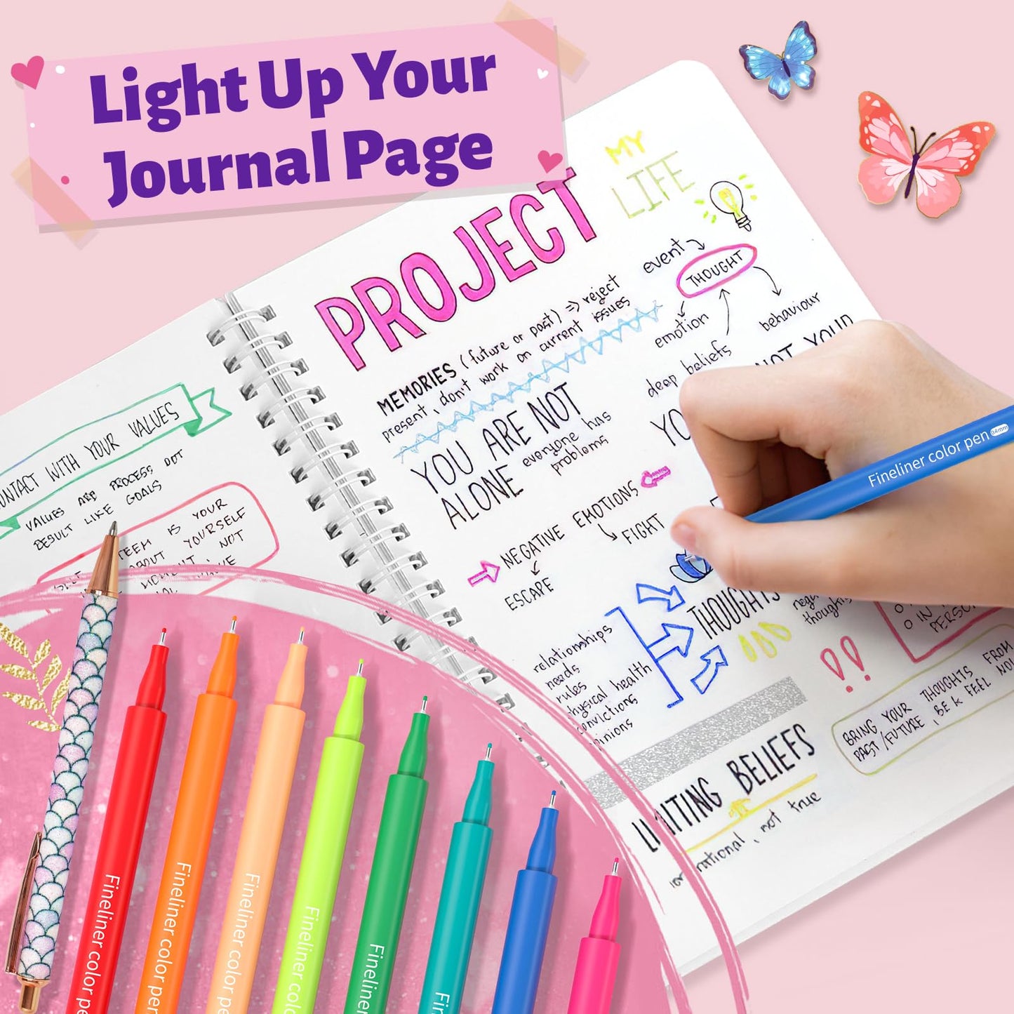 2 Pack DIY Journal Kit, 73pcs Journal Set for Teen Girls, Stationery Set, Scrapbook & Diary Supplies Set, Ideal Gifts for 8 9 10 11 12 13 14 Year Old Girl