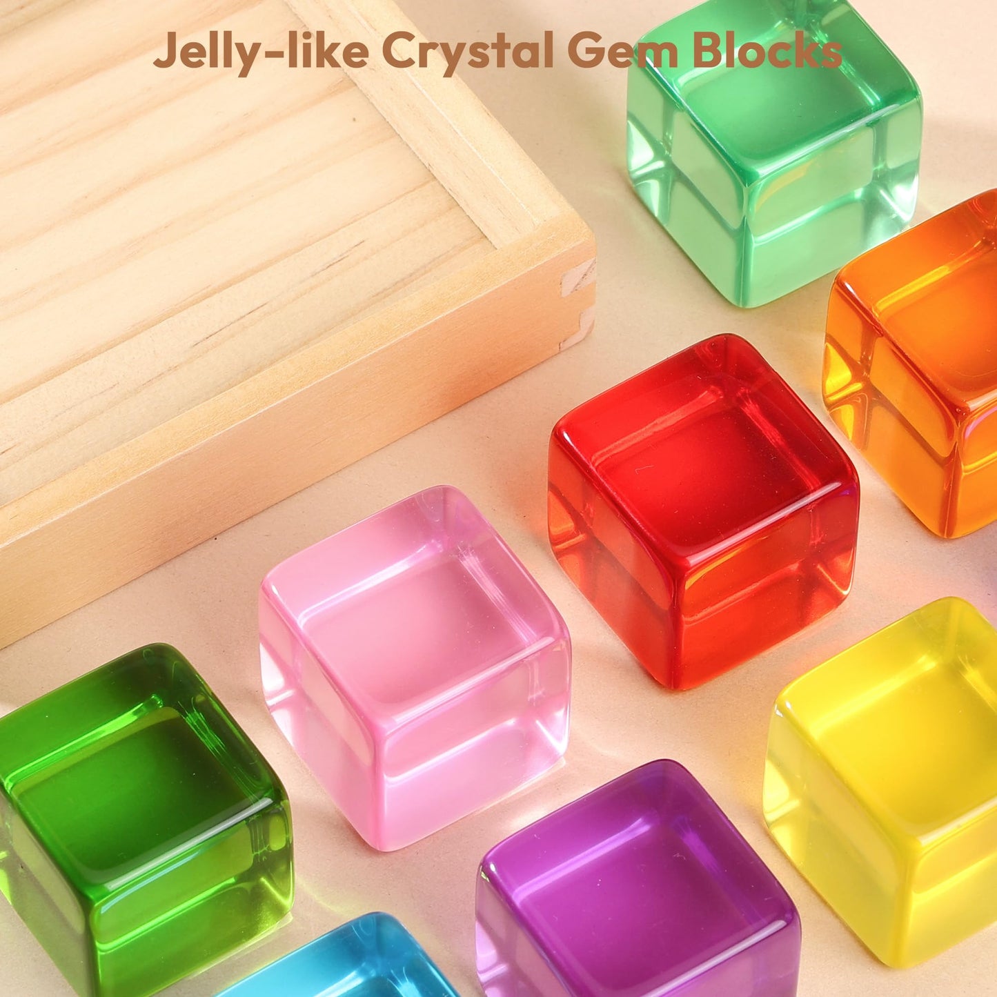 Woodtoe Large Building Blocks for Toddlers, 18 Month Old Toys, Montessori Toys for 1.5 2 3 4 Year Old Boys Girls, Big Rainbow Acrylic Blocks Set, Educational Toy STEM Sensory Gifts for Kids Age 2-4