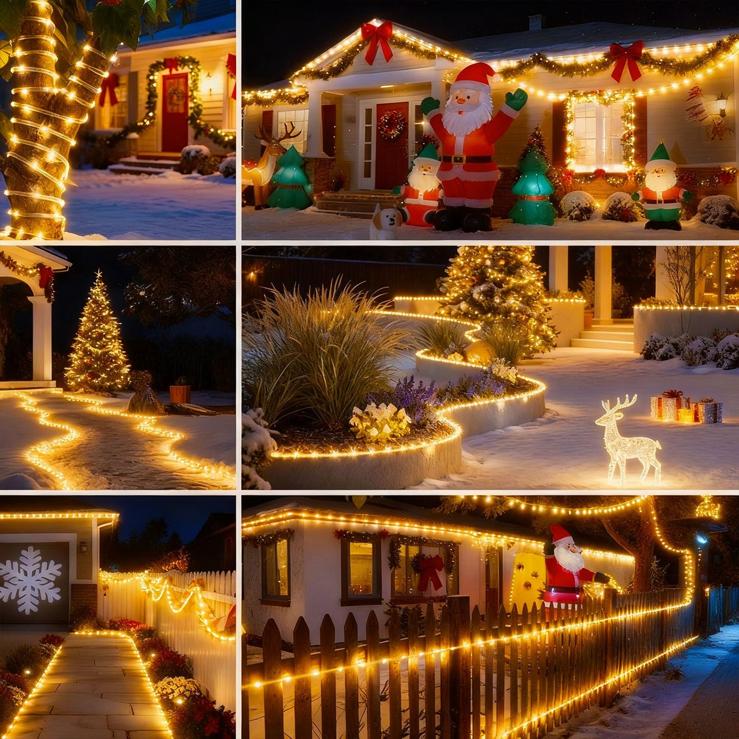 100FT 720 LED Christmas Rope Lights Outdoor Waterproof with Remote, 8 Modes and 4 Brightness, Rope Lights for Outside, Bedroom, Patio, Garden, Indoor Outdoor Decoration (Warm White)