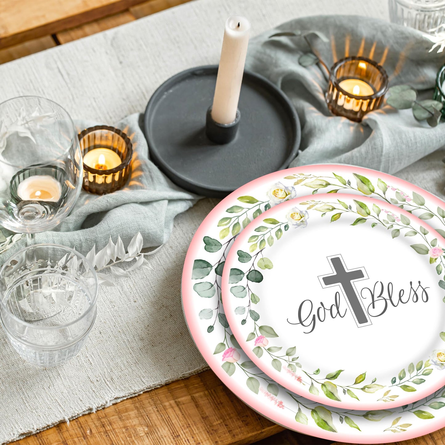 First Communion Decorations, Paper Plates,Napkins and Cups (Serves 25), First Communion Decorations for Girls,First Holy Communion Decorations