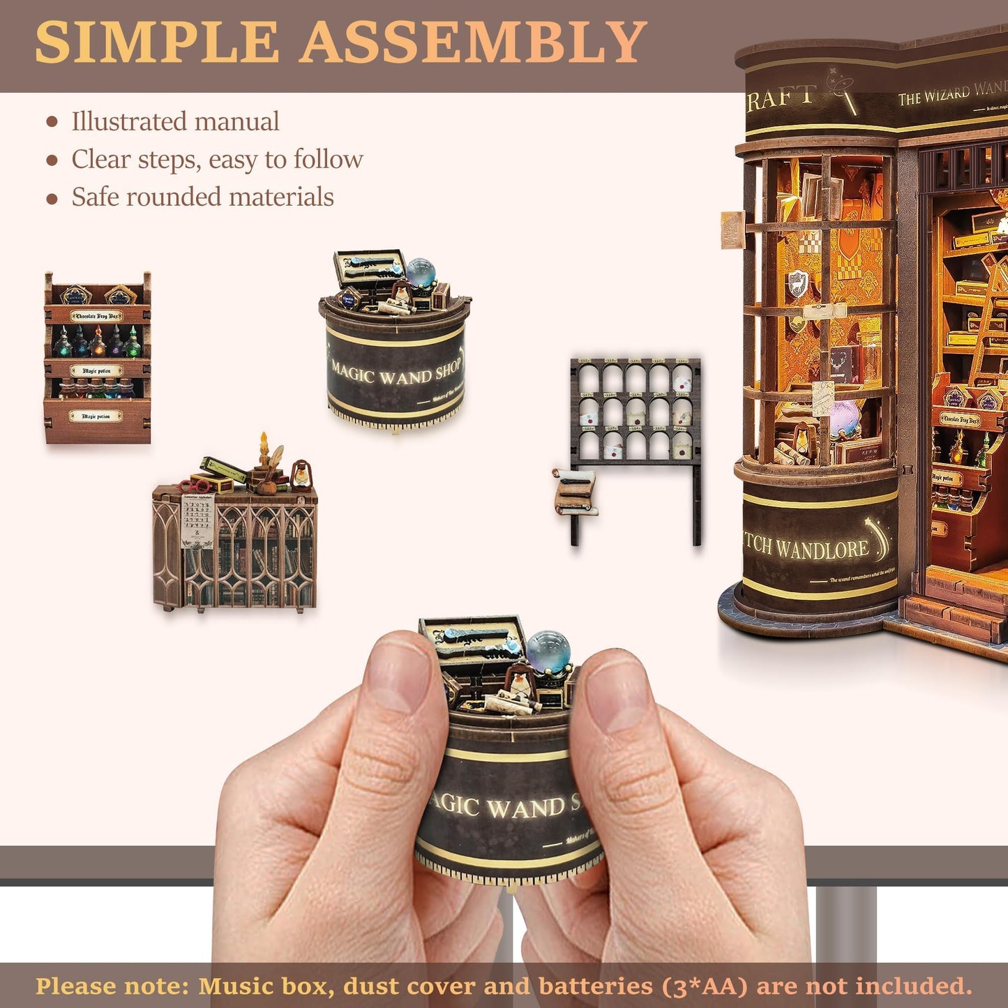 Book Nook Kits for Adults: SUNNINO Book Nook Kit Model Kits Craft Kits for Adults - DIY Miniature House Kit for Bookshelf Booknook Tiny House with Sensor Led Light