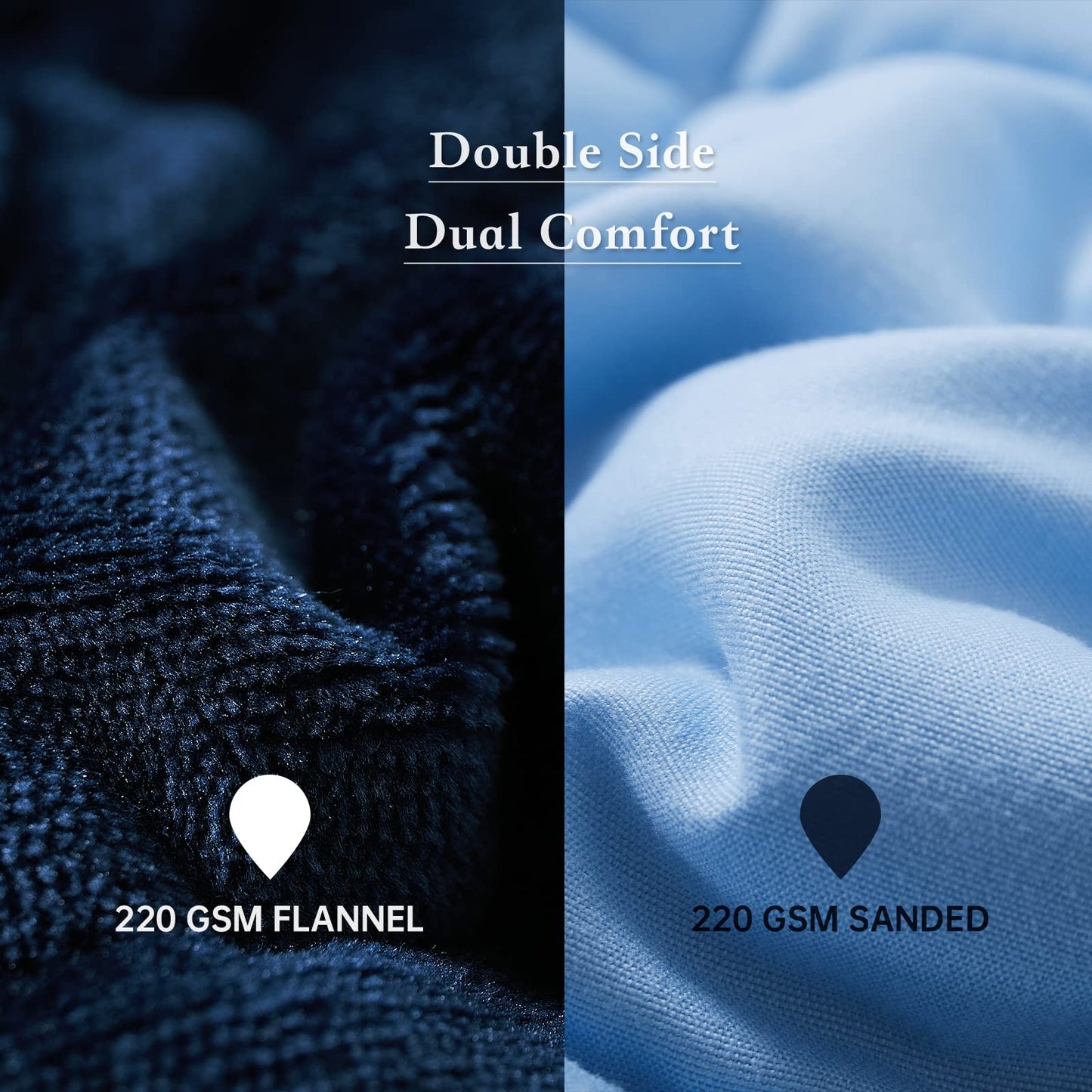 Satwip Weighted Blanket Queen Size 15lbs Fuzzy Warm Flannel Throw Blanket with Soft Breathable Sanded, 60 x 80 inches, Blue