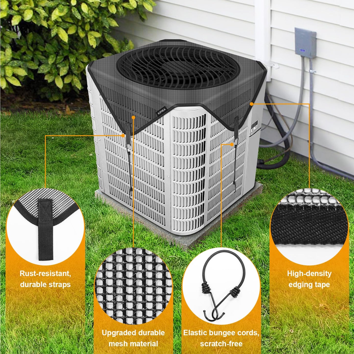 Kipiea Central Air Conditioner Mesh Covers for Outside Units, Top Universal Upgrade Mesh Outdoor AC Unit Cover Defender for All Seasons (36" x 36")