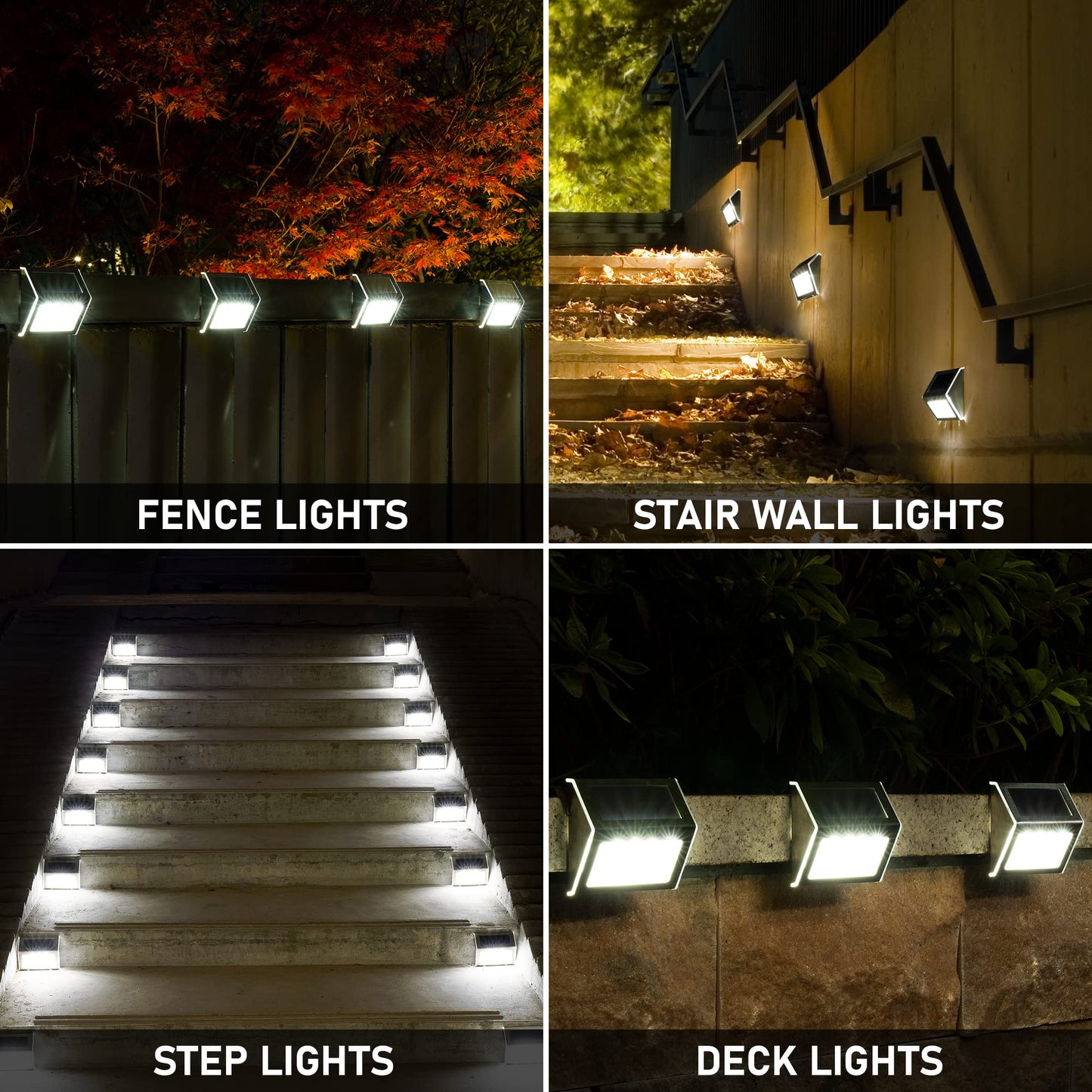 Solar Deck Lights, KASUN Super Bright LED Walkway Light Stainless Steel Waterproof Outdoor Security Lamps for Patio Stairs Garden Pathway (White Light - 12PCS)