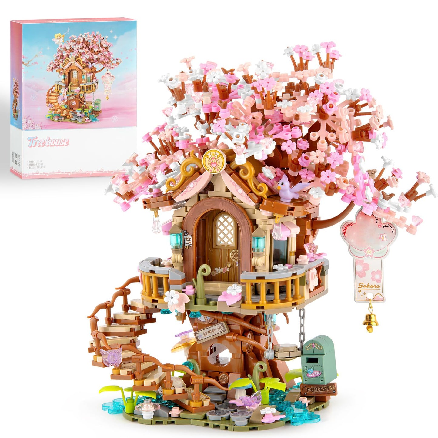 Vziimo Cherry Blossom Bonsai Tree Building Sets, Japanese Tree House Model Sets for Adults, 1149 PCS Mini Bricks Creative Gifts for Adult Teens 14+