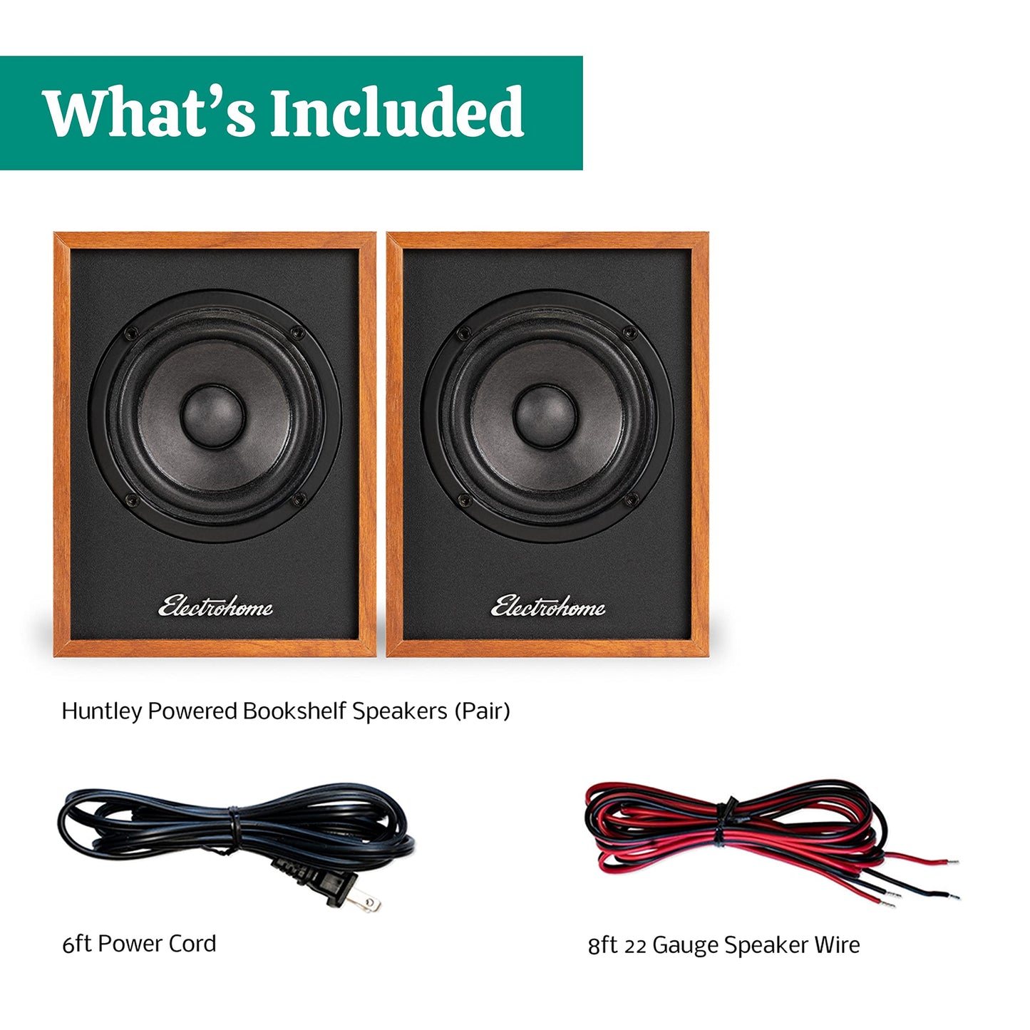Electrohome Huntley Powered Bookshelf Speakers with Built-in Amplifier and 3" Drivers for Turntable, TV, PC and Wireless Music Streaming Featuring Bluetooth 5, RCA and Aux (EB10)