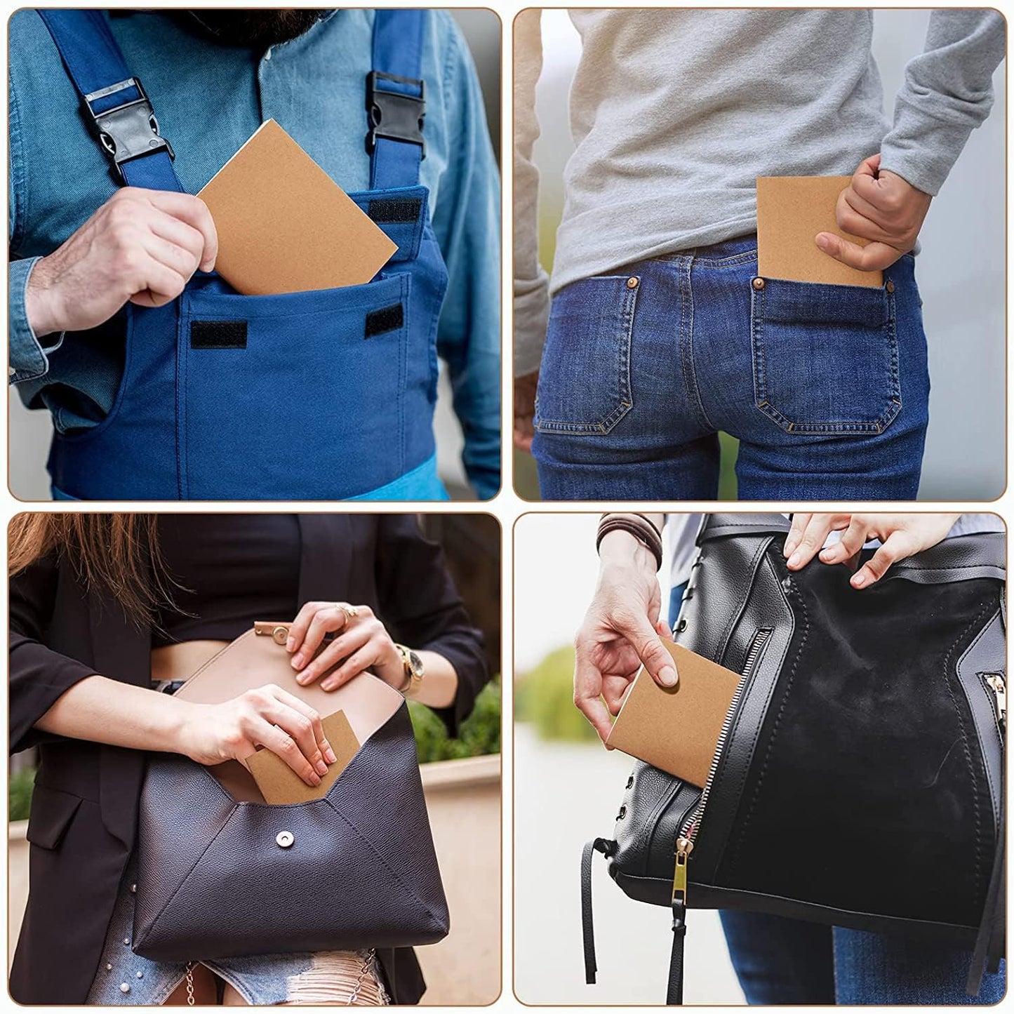 100 Pack Kraft Paper Notebooks Blank Page Kraft Writing Notepad Sewn Travel Journal , 48 Pages, 24 Sheets,4.25 x 5.5 Inch Pocket Memo Pad Unlined Subject Notebooks for Travelers, Students, Classroom, Home, Office, School Supplies