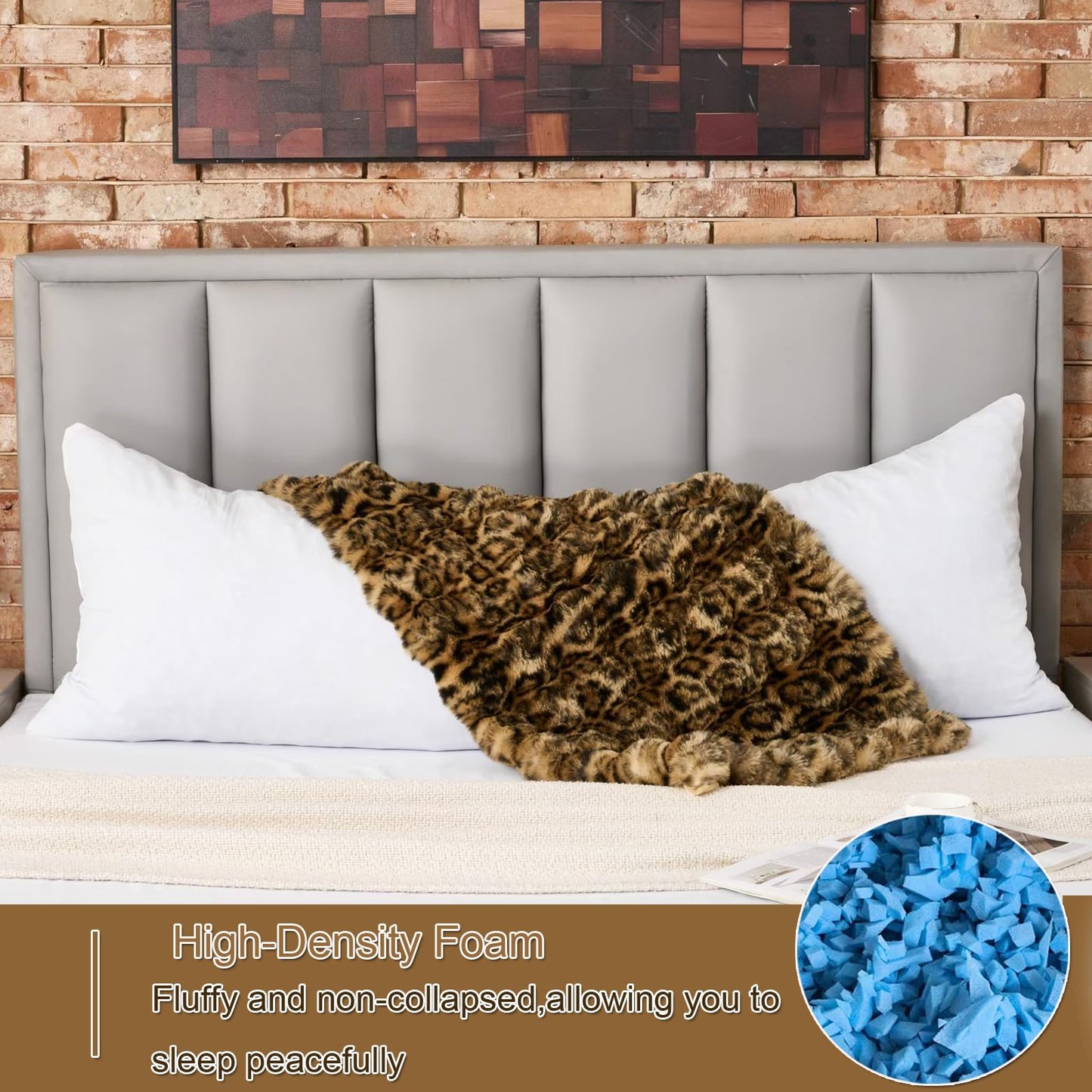 Shaggy Faux Fur Body Pillow,Fluffy Bed Pillow with Zipper Closure,Soft Decorative Plush Full Long Pillows,Fuzzy Hug Pillow for Living Room Side Sleeper & Pregnancy 20"x54" (Beige Chocolate)