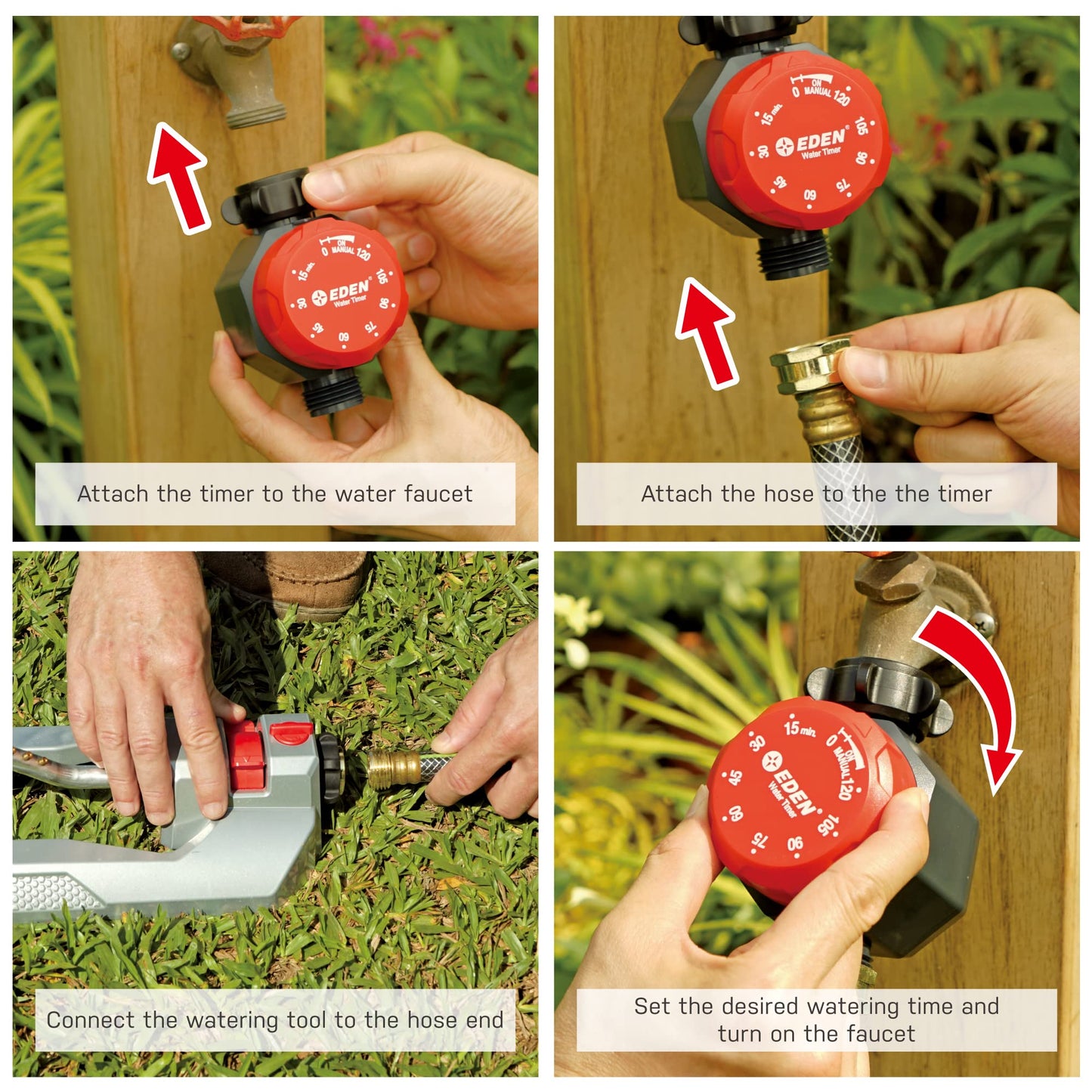 Eden Mechanical Watering Hose Timer for Lawn and Garden, 1-Zone Sprinkler Timer