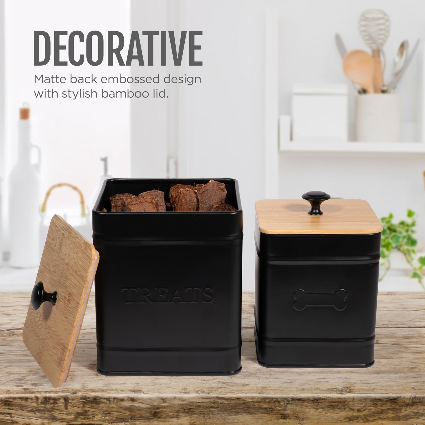 Autumn Beginnings Dog Treat Jar, 2 Pack Large Glass Pet Treat Container with Airtight Bamboo Lid, for Dog Cookies, Dog Training Treats, Dog Food Storage, for Small and Large Dogs