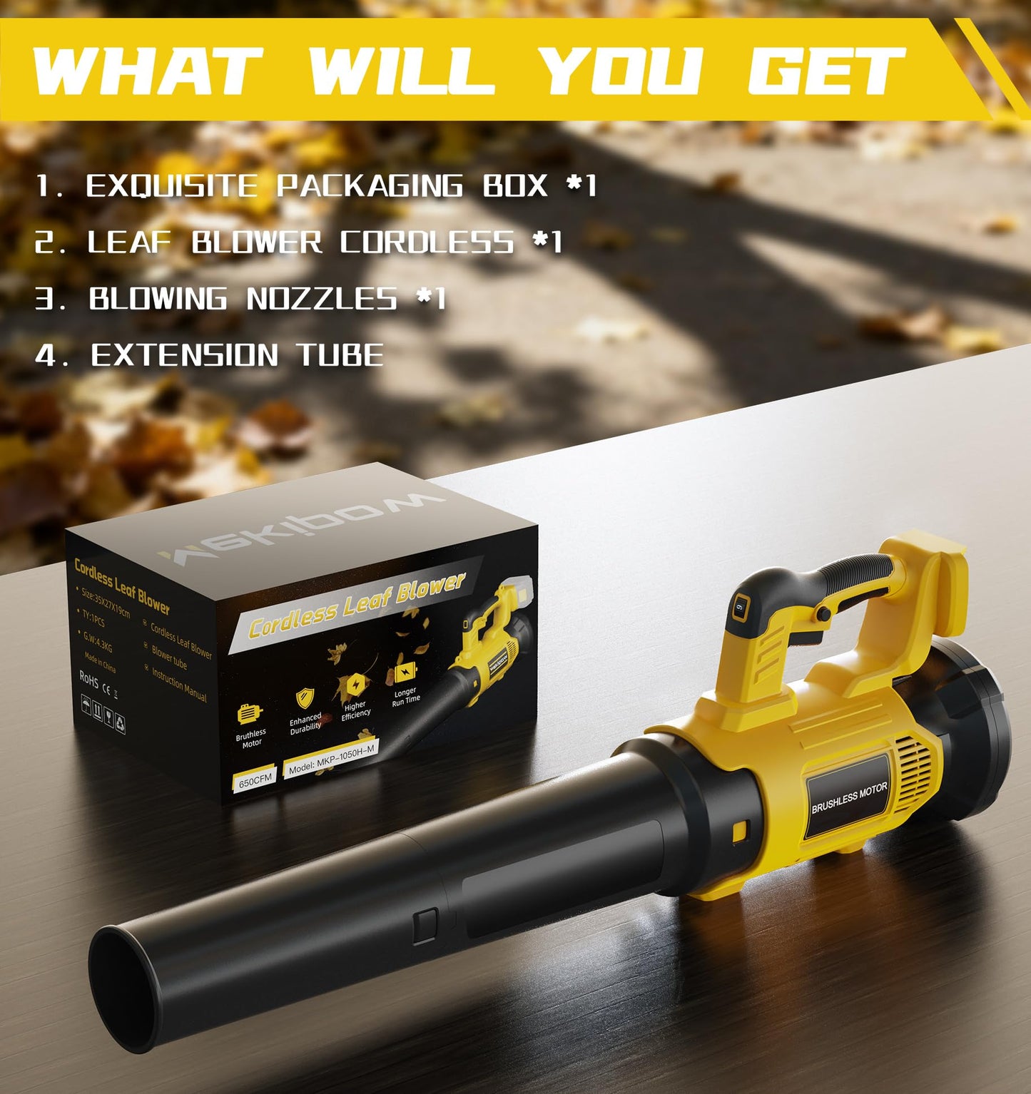 Cordless Leaf Blower Fit for Dewalt, 650 CFM Electric Leaf Blower, with Brushless Motor Built-in Protection Device, Variable Speed, Turbo Mode, for Driveway Lawn Care, Yard, Snow(Tool ONLY)
