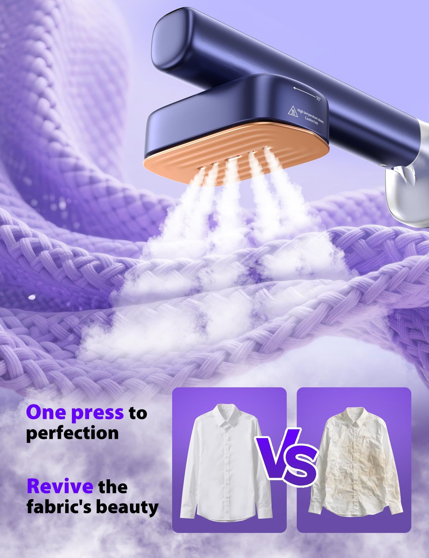 Steamer for Clothes Portable Handheld Garment Steamer,15s Fast Heat-up,180ml Tank,Steamer Ironing Gloves,35 Minutes of Continuous Ironing for Travel and Home(Navy Blue)