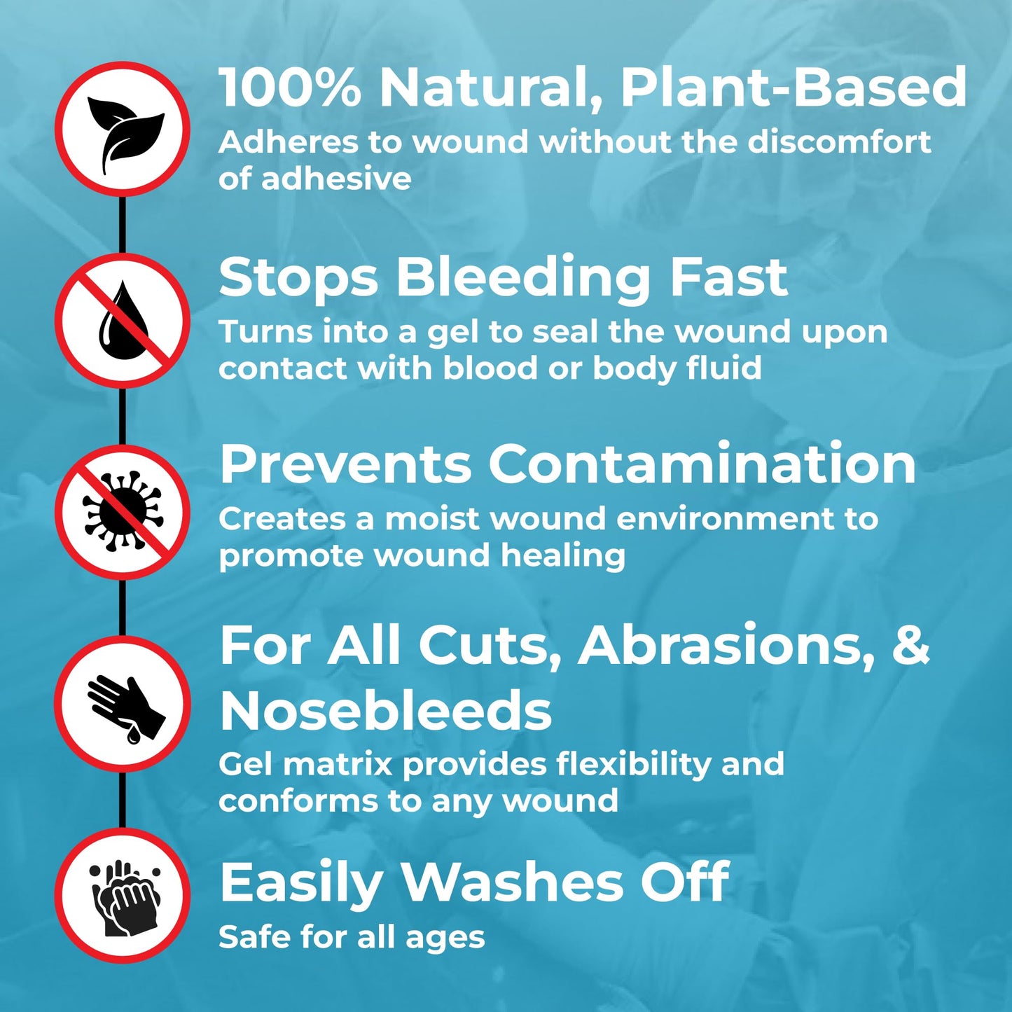 Bloodstop Hemostatic Gauze Controls Bleeding Fast;10 Count