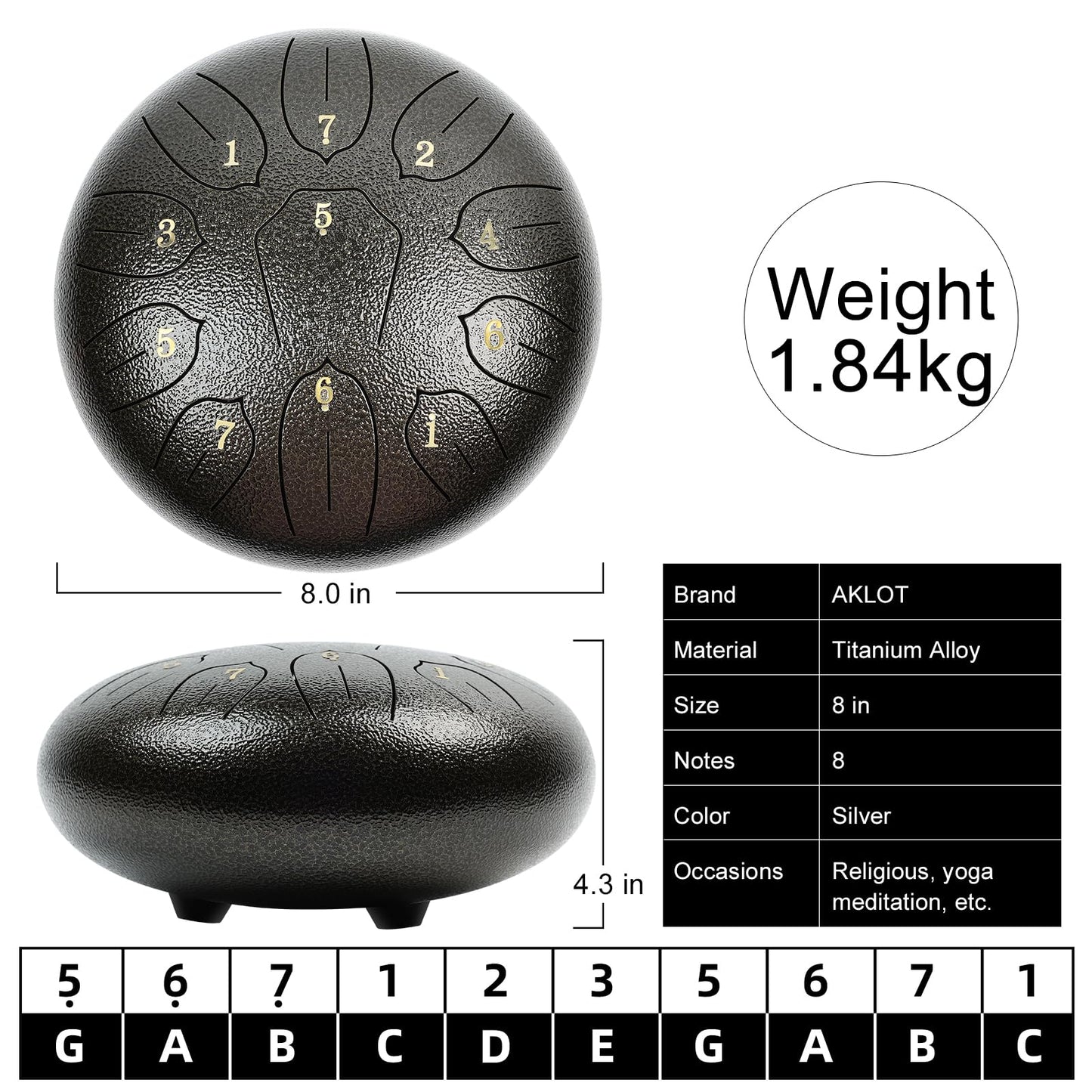 Steel Drum, 10 inch 11 Notes Steel Tongue Drum Meditation Healing Instrument D Key