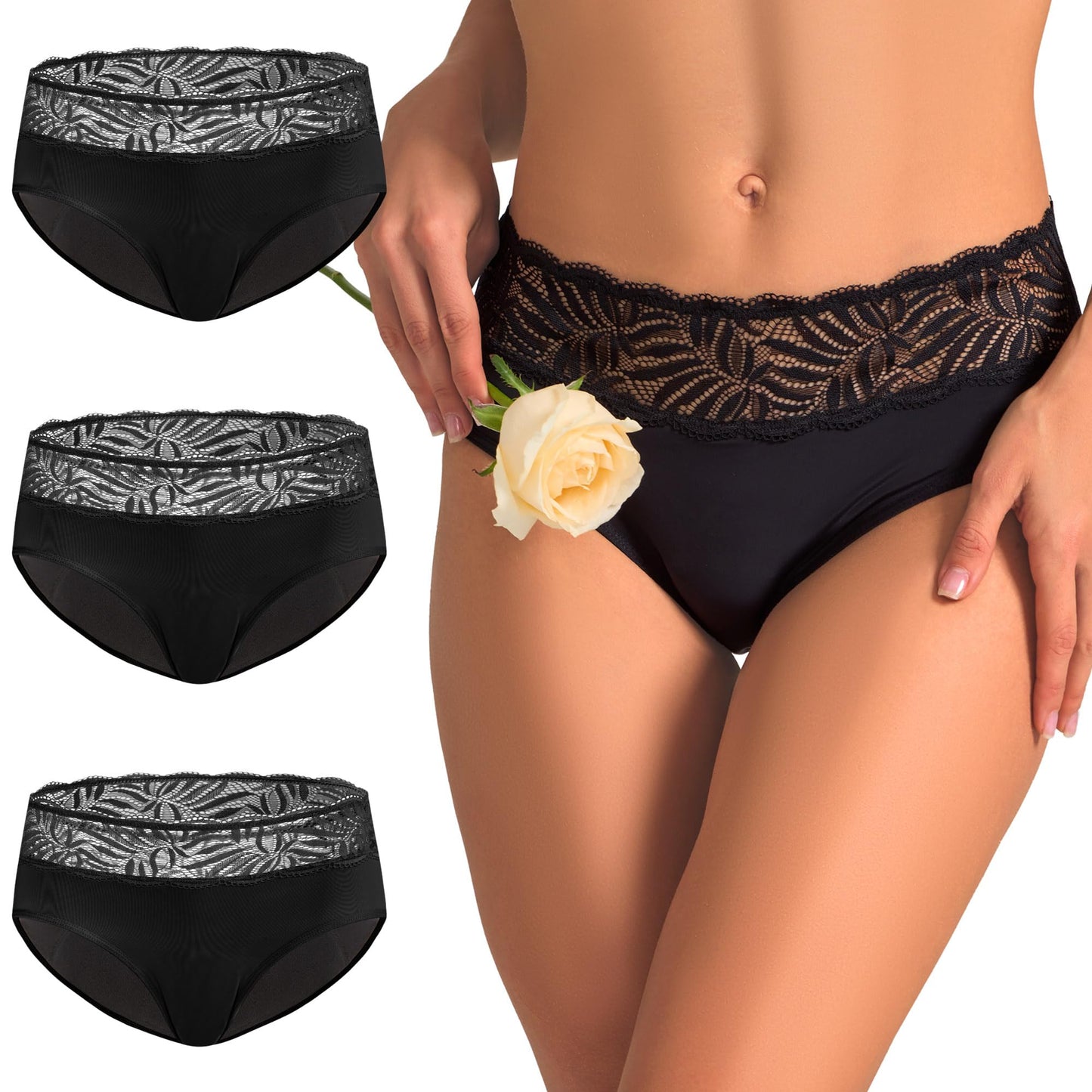 Battewa Leak Proof Underwear for Women Incontinence Bladder Leak Assurance Underwear Waterproof Protective Briefs Absorbent Adult Panties 100ML (Black 3XL)