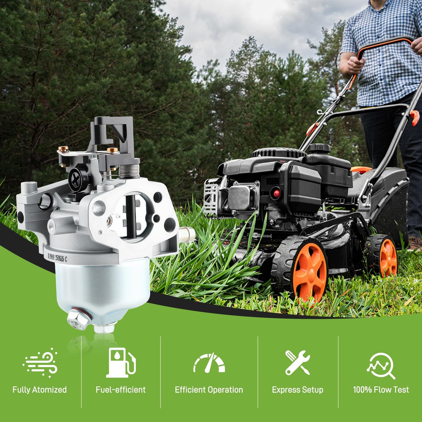 partszen 14 853 68-S Carburetor XT-7 for Kohler Courage XT675 XT650 XT6.5 XT6.75 Engine Lawn Mower with 14 083 16-S Air Filter Cover Kit