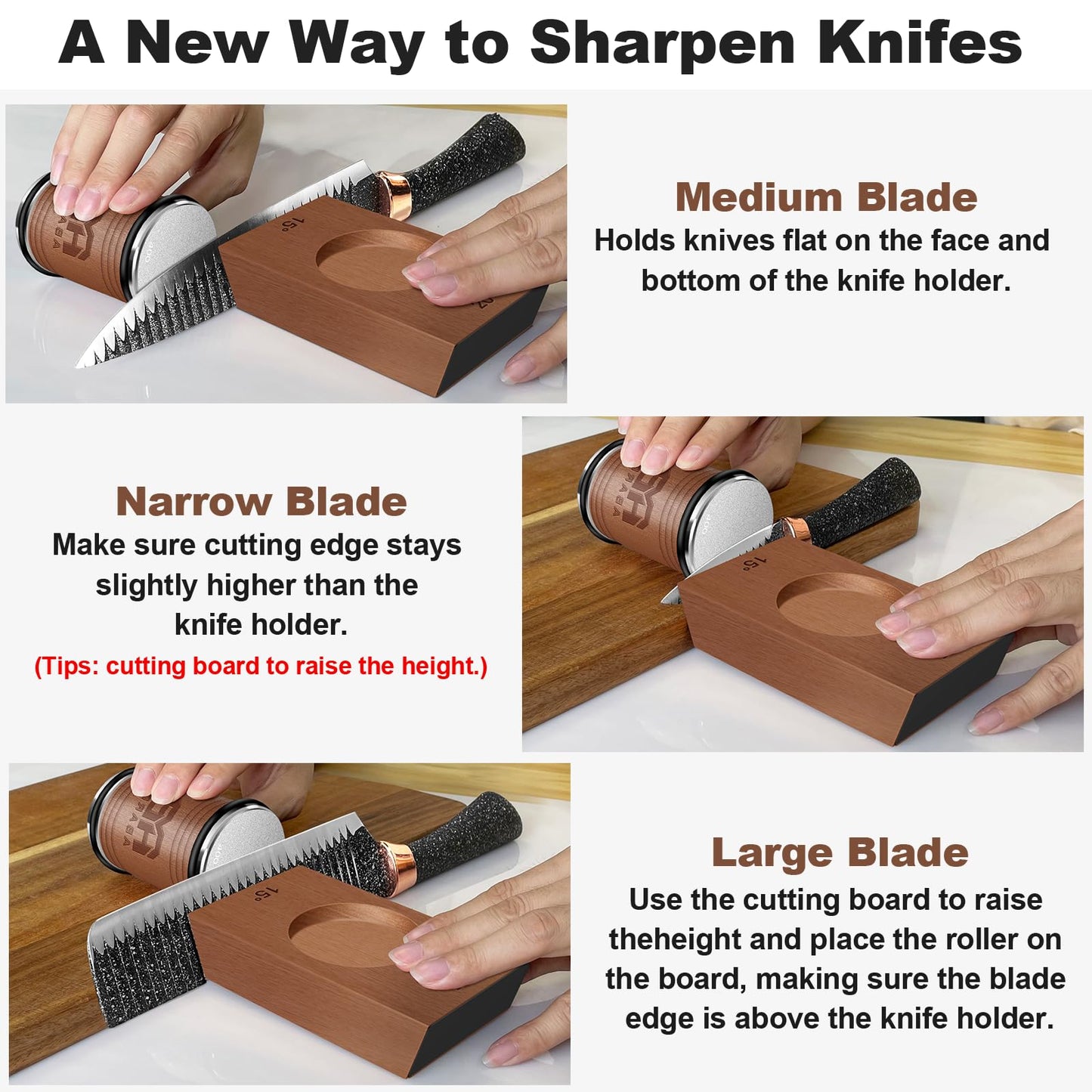 Abardi Rolling Knife Sharpener, Knife Sharpening with Diamonds Made Easy, Knife Sharpeners Kit with 15 & 20 Degree Magnetic Angle, Fathers Day Gift for Men Dad Husband Fathers (Walnut) ﻿