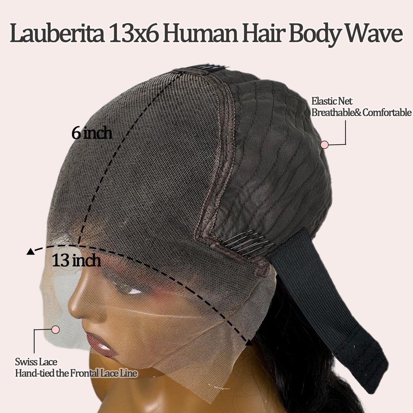 13x6 HD Lace Frontal Wig Human Hair Body Wave 180% Density Lace Front Wigs Human Hair Perruque Femme Humain Naturel 20 Inches Natural Black