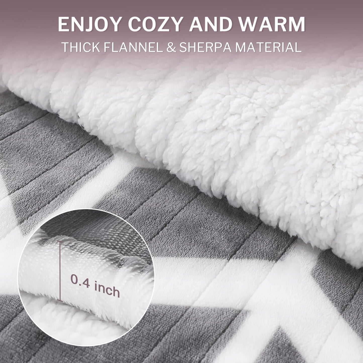 VENTIMI Electric Blanket Heated Throw, 50" x 60" Heated Blanket with 5 Heat Levels & 3 Hours Auto Off, Fast Heating Blankets with ETL & FCC Certification, Grey