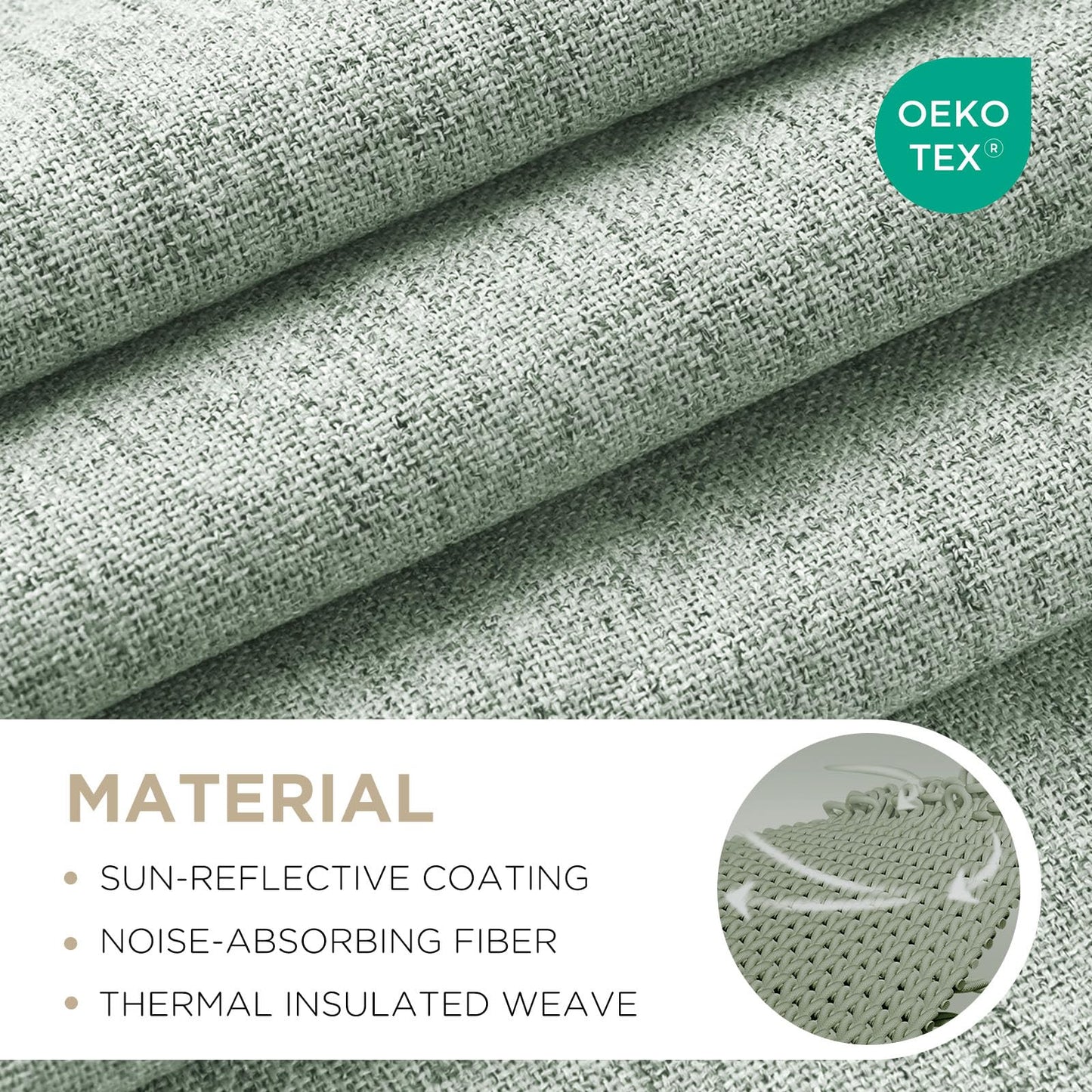 Joydeco Blackout Curtains for Bedroom - 84 Inch Long 100% Light Blocking 2 Panels Sage Green Drapes, Thermal Insulated Room Darkening Curtains, Linen Textured for Living Room, Rod Pocket & Back Tabs