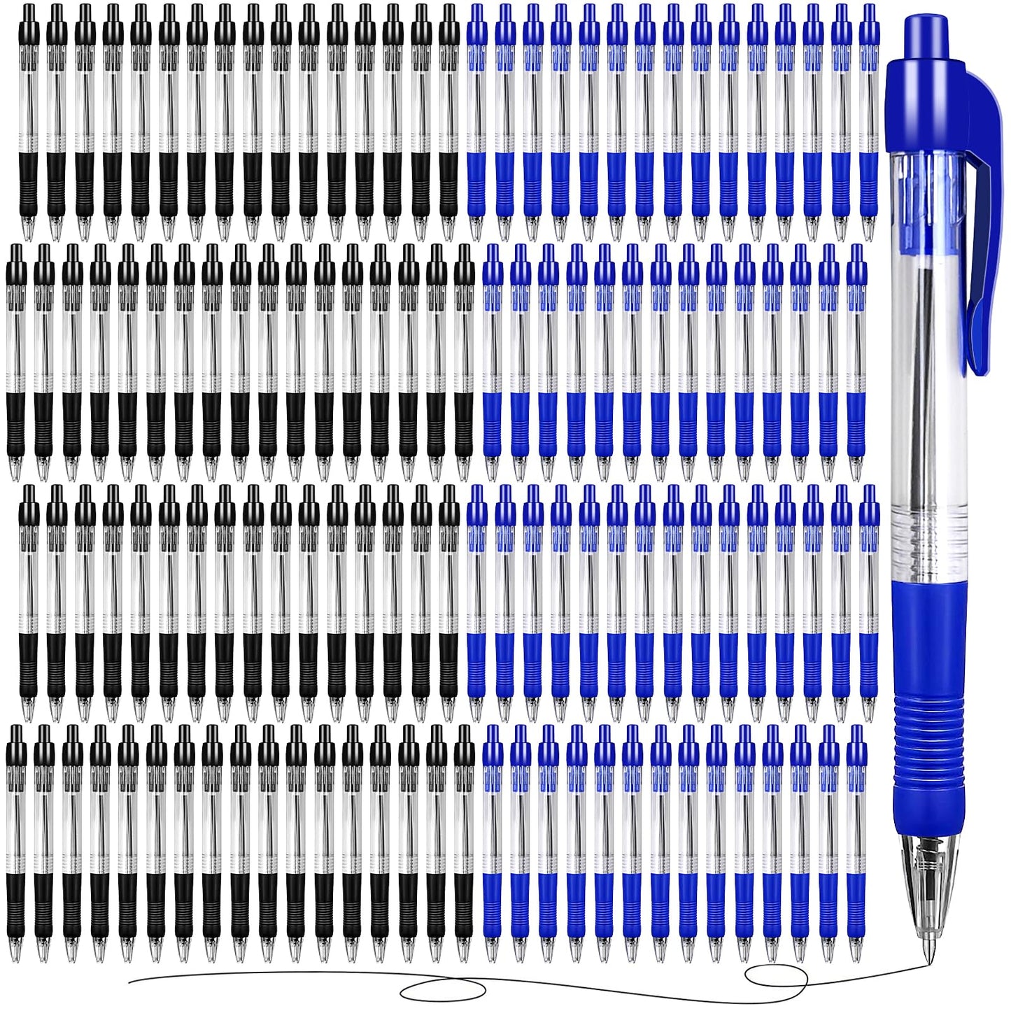 200 Pcs Pens Bulk, Retractable Ballpoint Pens, 1.0mm Gel Ink Pens Smooth Writing Pen for School Office Home Writing Journaling (100 Black & 100 Blue)