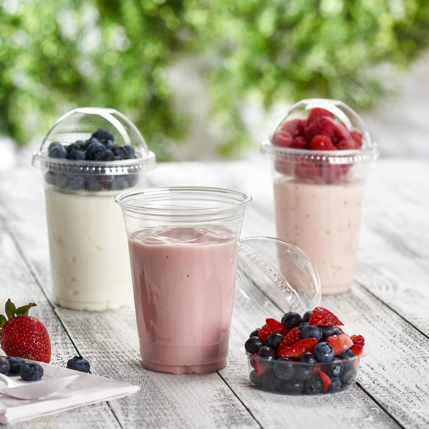 ELEGANT DISPOSABLES 16 oz Plastic Parfait Cups with 4 oz Inserts & Lids 50 Sets 16 OZ Yogurt Containers