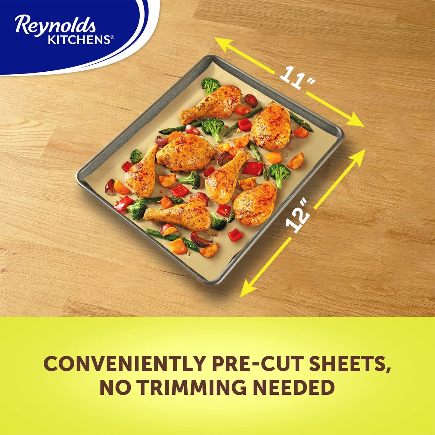 Reynolds Kitchens Pre Cut Parchment Paper Sheets/40ct 4-Pack 160 Liners Total/Unbleached Compostable Baking Paper/Compatible as Air Fryer Liners