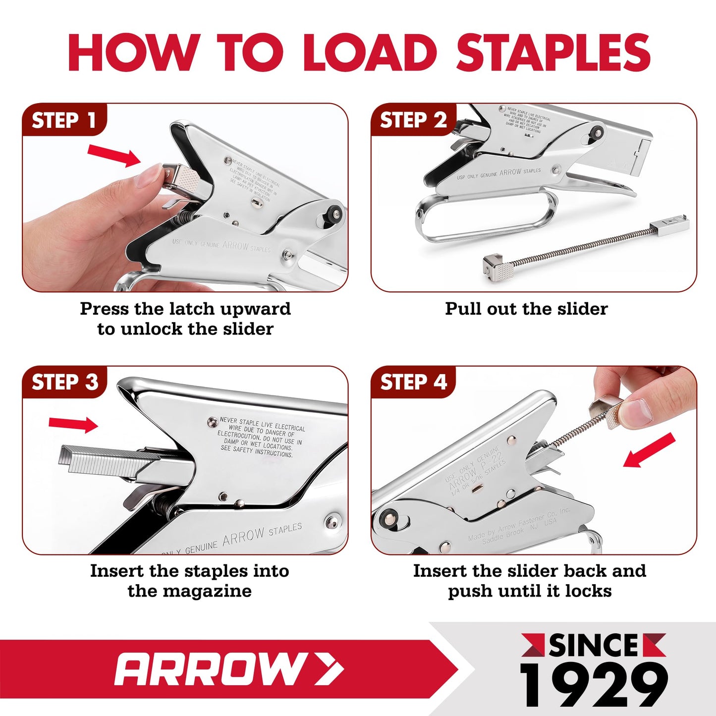 Arrow Fastener P22 Heavy Duty Plier Type Stapler, Medium