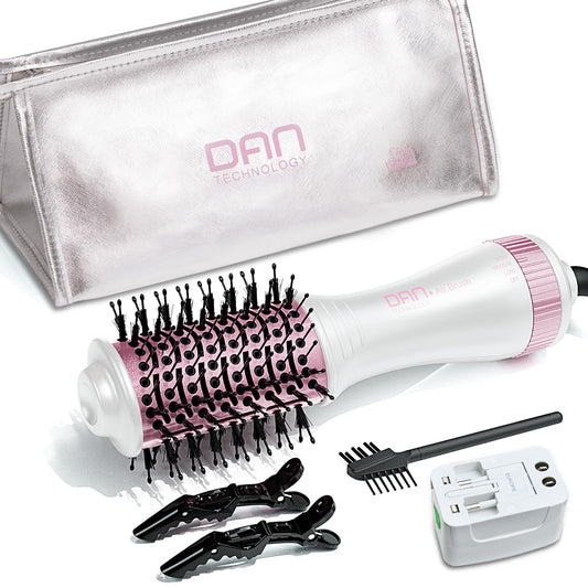 Auto Dual Voltage Hair Dryer Brush,110V-120V/220V-240V,Travel HairDryer Brush,Small Hot Airbrush,Blow Dryer Brush,Small Hair Dryer Brush,4 in 1 Hair Dryer and Styler Volumizer
