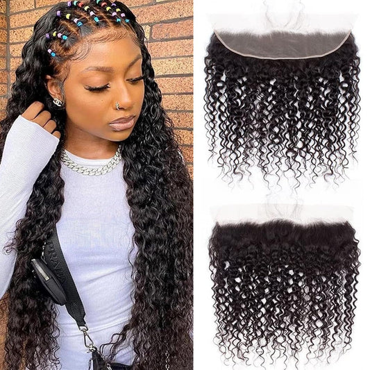 13x4 Lace Closure Kinky Curly Human Hair Ear To Ear HD Lace Frontal 180% Density Free Part Full Lace Frontal Brazilian Virgin hair (13x4 Kinky Curly, 10 Inch)