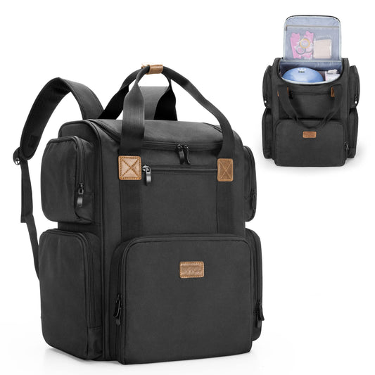 BAFASO Nail Polish Organizer Backpack Holds 70 Bottles and a Nail Lamp, Nail Polish Organizer Case with 2 Removable Pouches and a Laptop Sleeve (Patented Design), Black