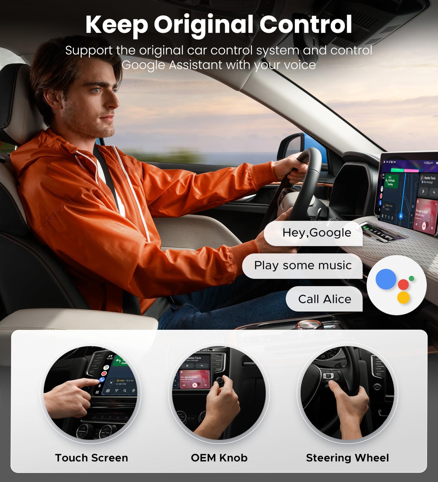 ByteWave Android Auto Wireless Adapter, 2025 NFC & Bluetooth5.3 Convert Wired to Wireless Android Auto Car Adapter, USB-C/A Mini Car Dongle Compatible for Android 12+ & 2016+ Cars, Plug & Play - Black