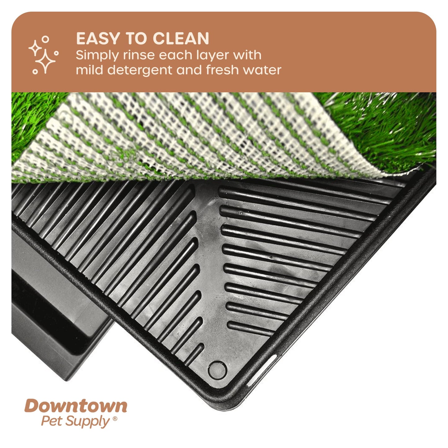 Downtown Pet Supply Dog Pee Potty Pad, Bathroom Tinkle Artificial Grass Turf, Portable Potty Trainer (20 x 25 Inch with Drawer)