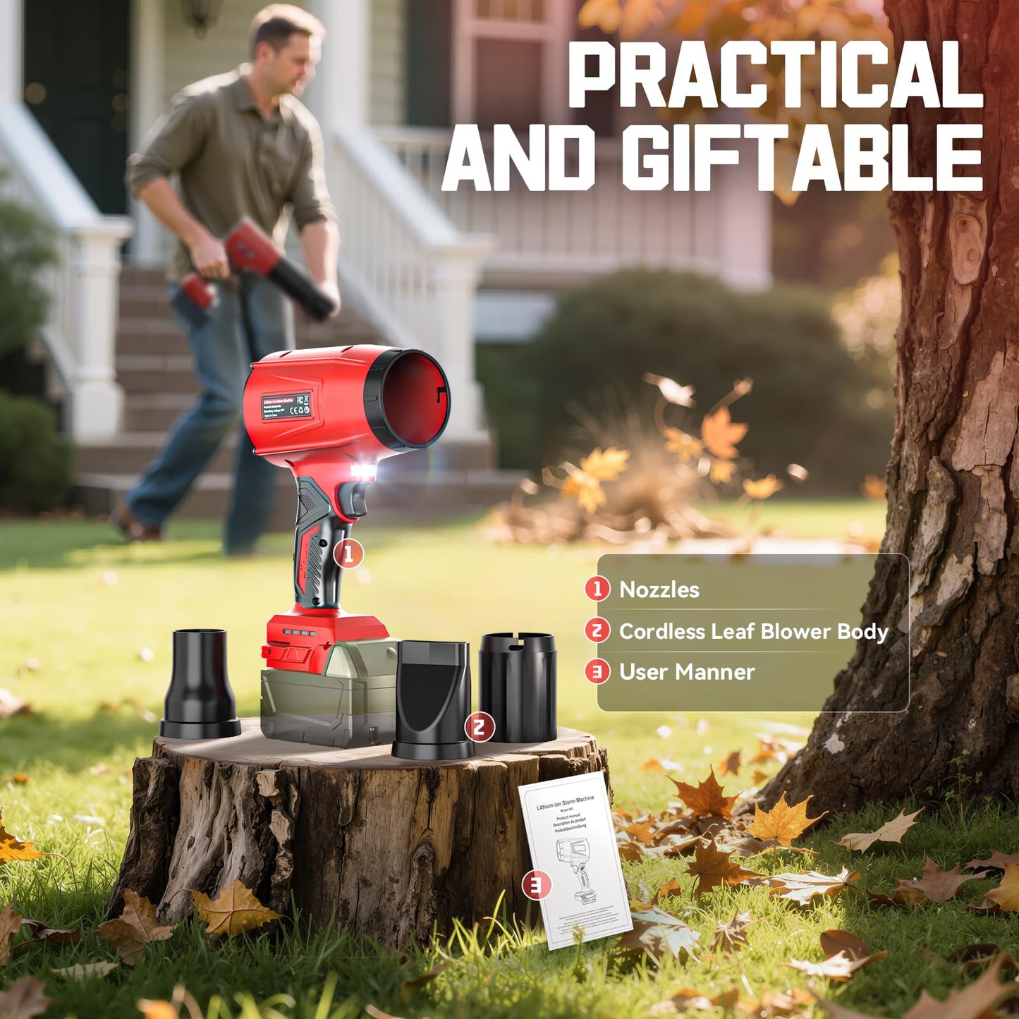 800,000 RPM Leaf Blower Compatible with Milwaukee 18V: Ecarke Cordless Dust Blower, Electric Turbo Jet Blower Handheld Battery Powered with Brushless Motor for Patio Garden Lawn(Tool Only, No Battery)