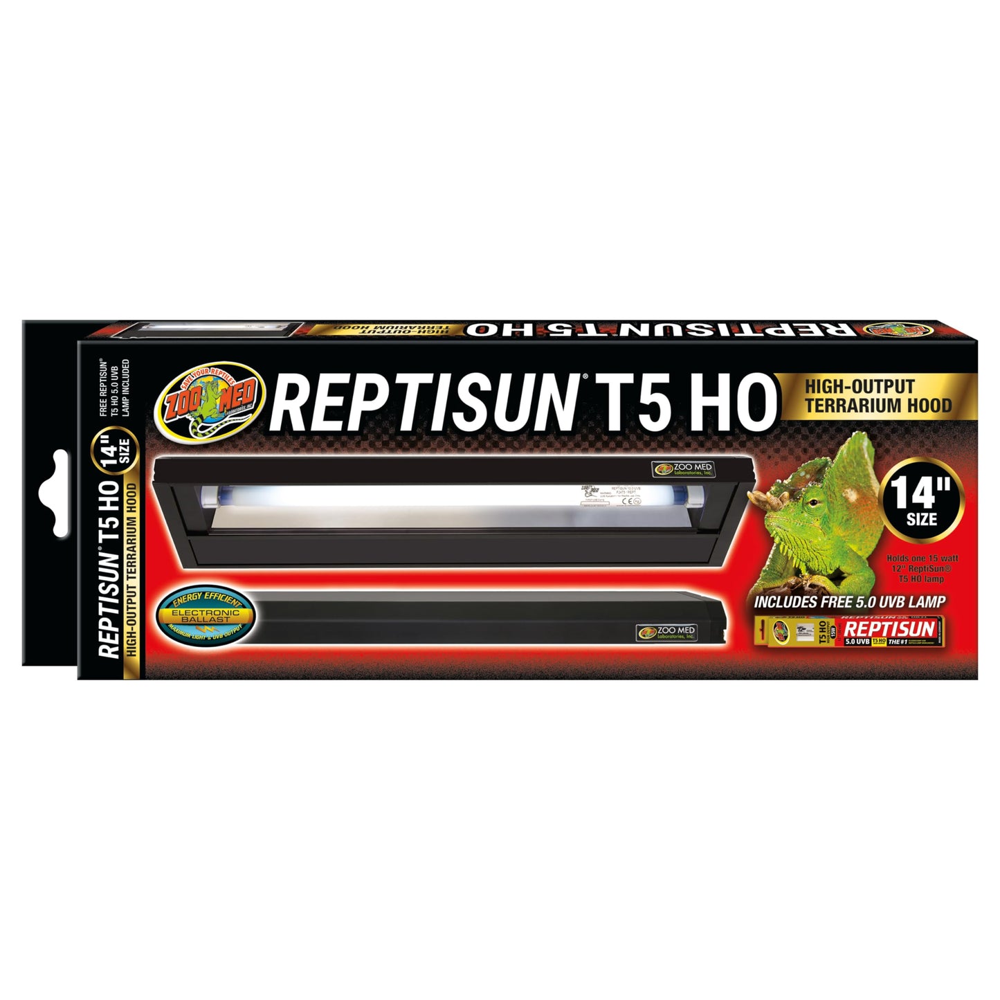 Zoo Med Reptisun T5-Ho Terrarium Hood Reptile Lighting, 14"