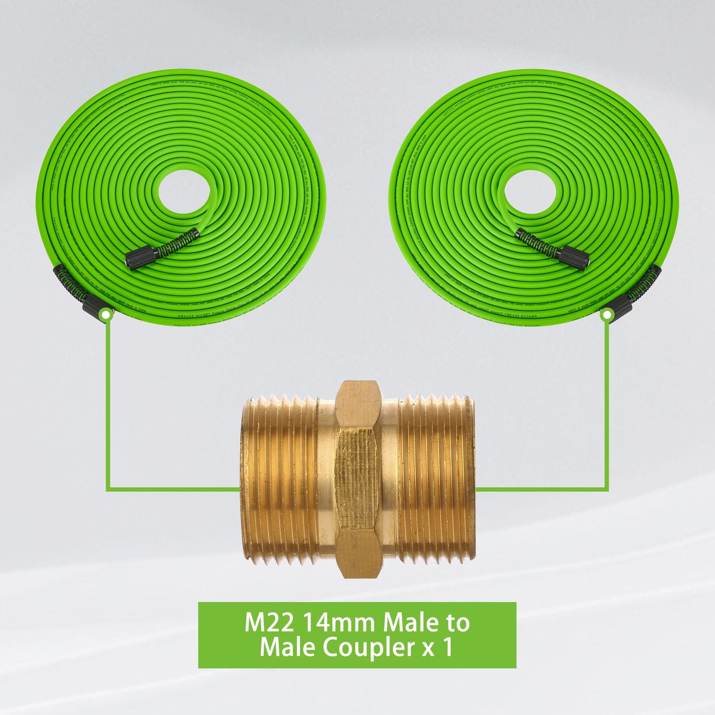 PWACCS Pressure Washer Hose for Power Washer – 3600 PSI Kink Resistant Pressure Washing Extension Hose 50 FT x 1/4" – Universal Electric Power Wash Hose for Replacement – Compatible with M22 Fittings